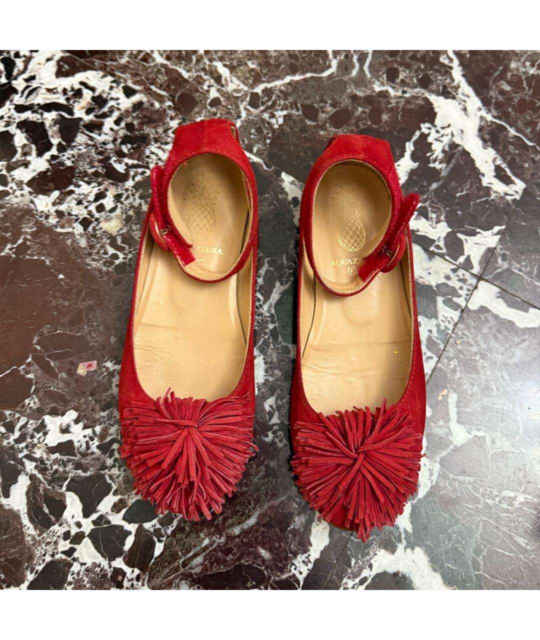 AQUAZZURA Красные замшевые балетки, фото 2