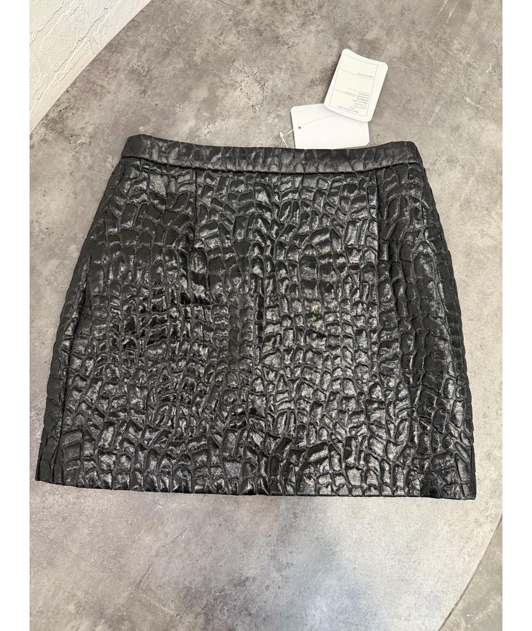 SAINT LAURENT Черная кожаная юбка мини, фото 6