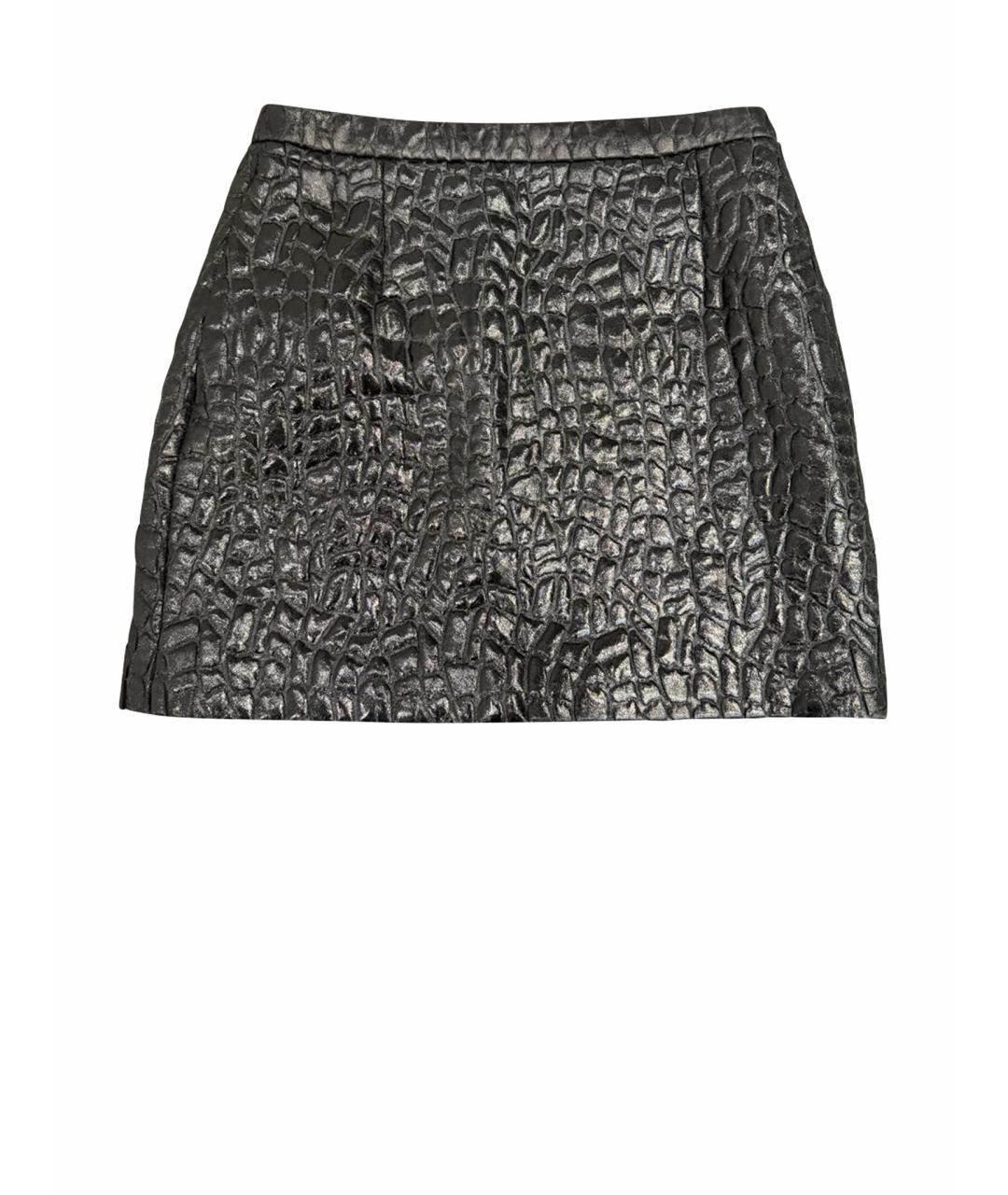 SAINT LAURENT Черная кожаная юбка мини, фото 1