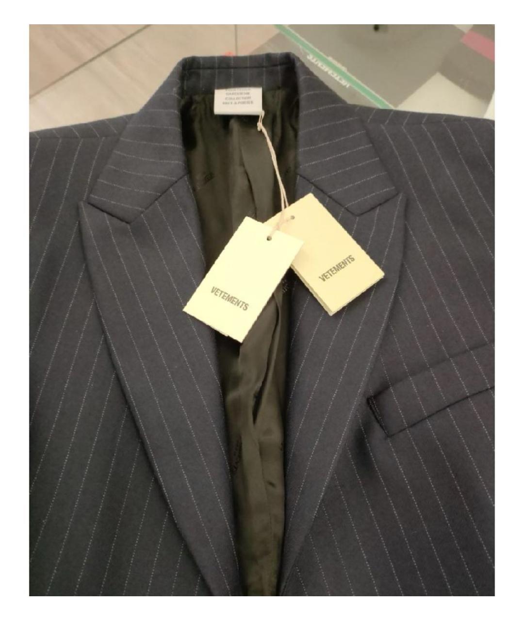 VETEMENTS Темно-синий шерстяной жакет/пиджак, фото 3