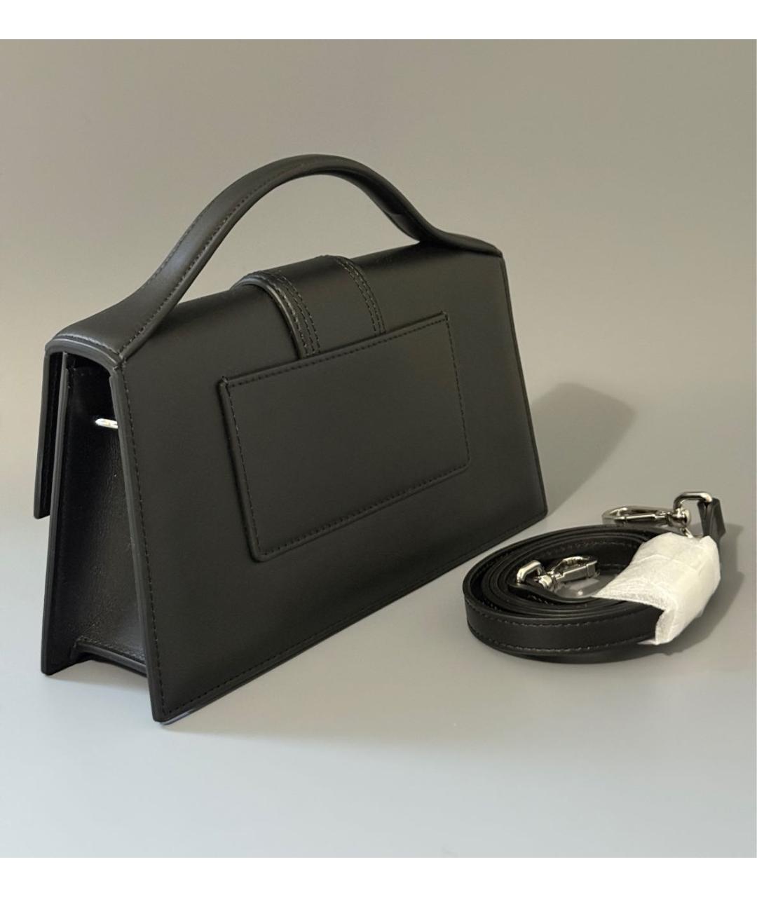 JACQUEMUS Черная кожаная сумка через плечо, фото 4