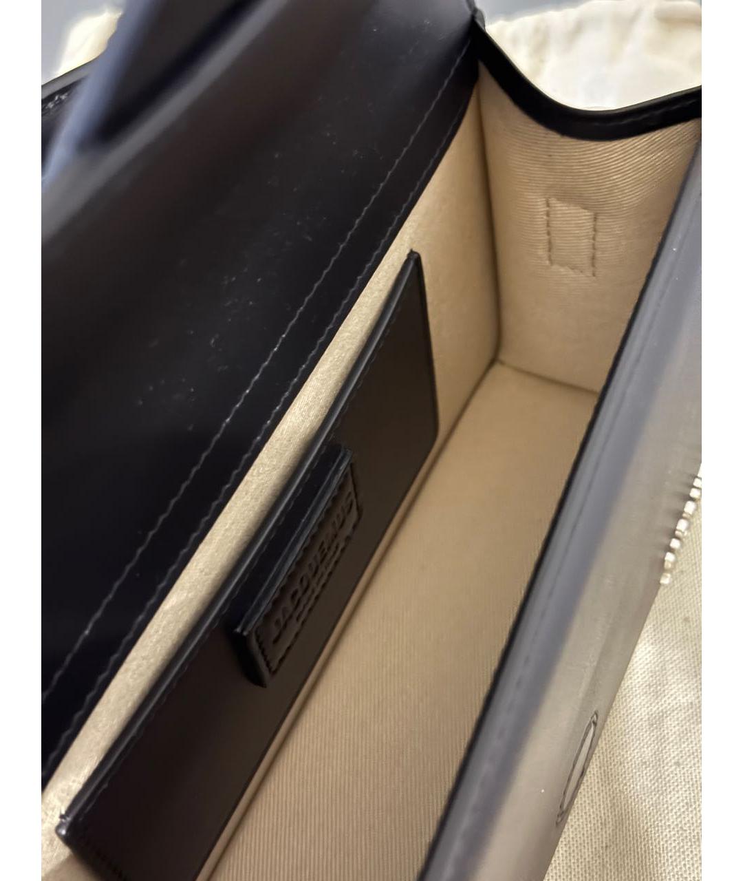 JACQUEMUS Черная кожаная сумка через плечо, фото 7