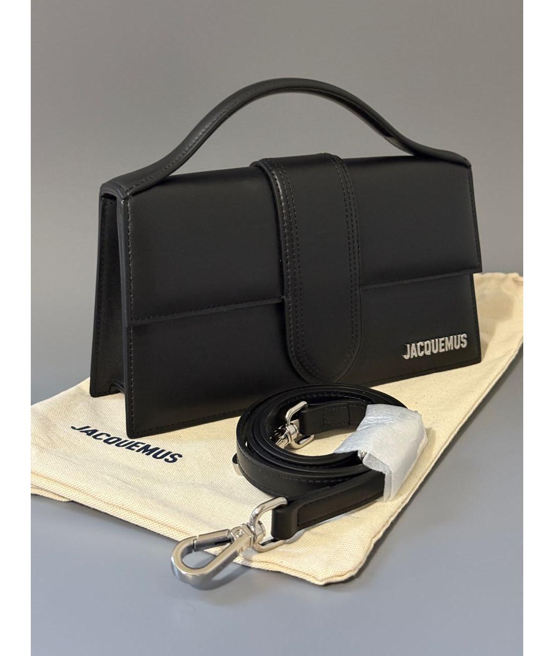JACQUEMUS Черная кожаная сумка через плечо, фото 2
