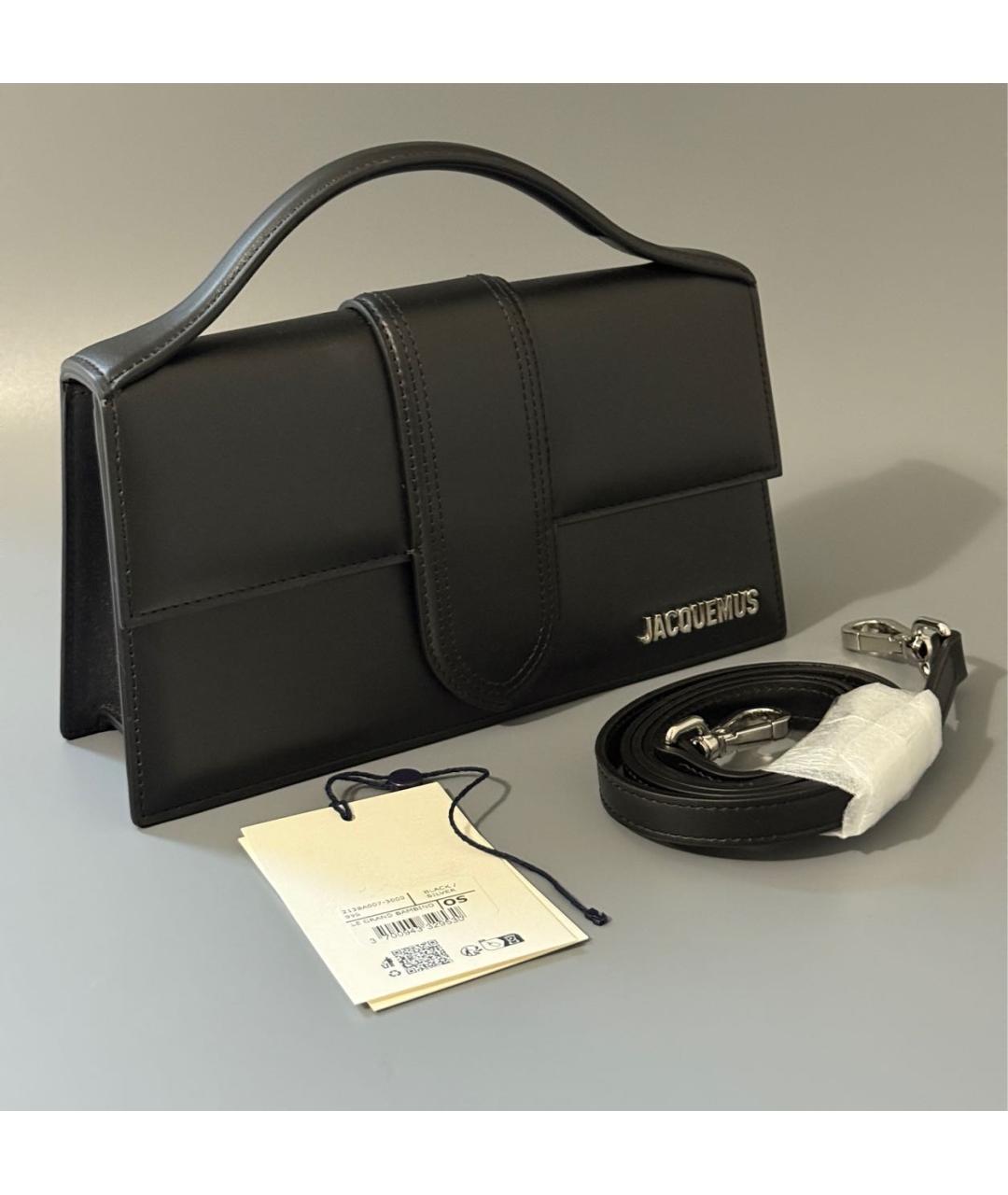 JACQUEMUS Черная кожаная сумка через плечо, фото 3
