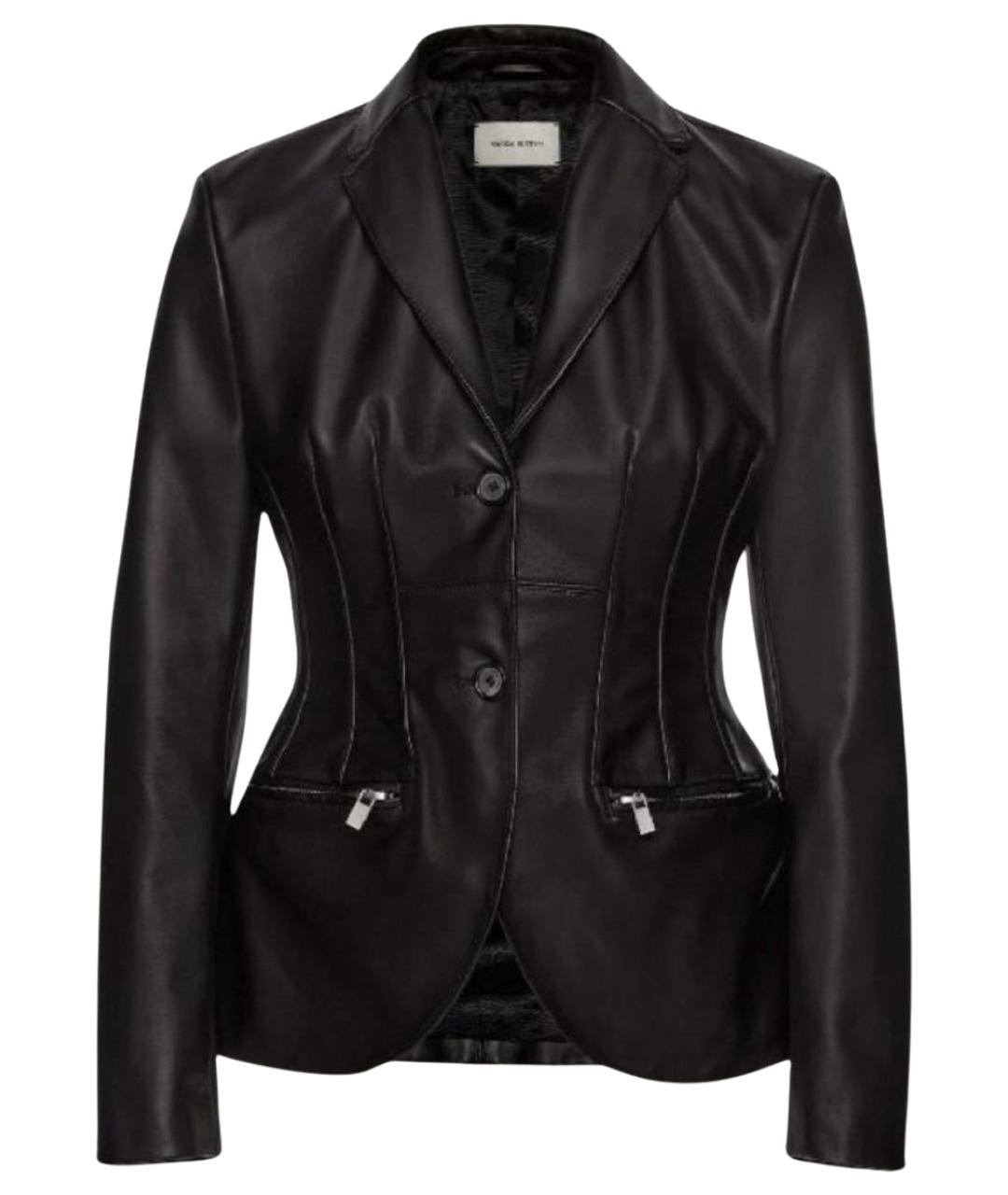 MAGDA BUTRYM Черный кожаный жакет/пиджак, фото 1