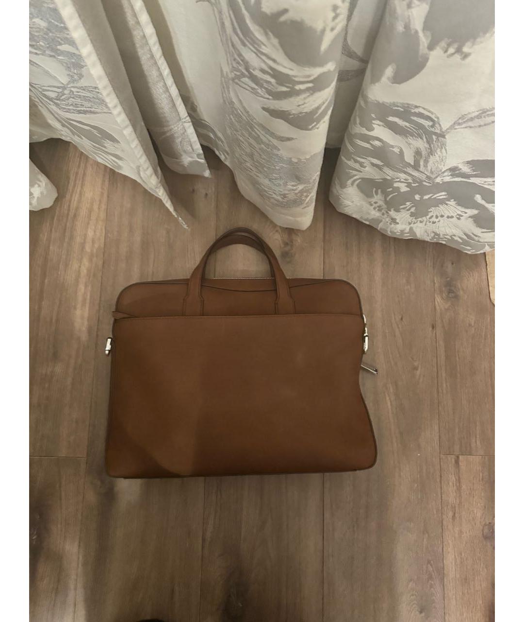 HUGO BOSS Коричневый кожаный портфель, фото 3