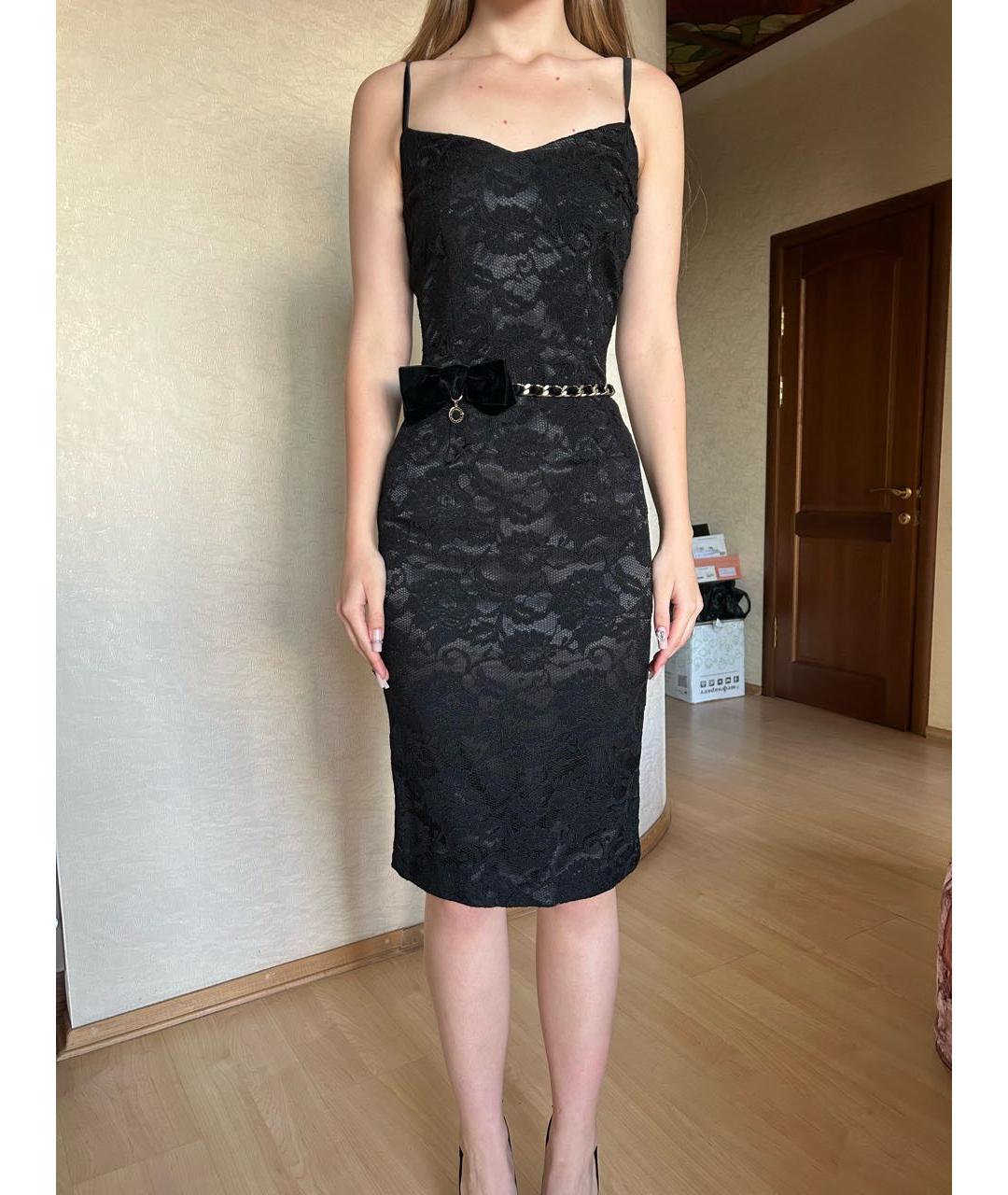 ELISABETTA FRANCHI Черное кружевное вечернее платье, фото 5