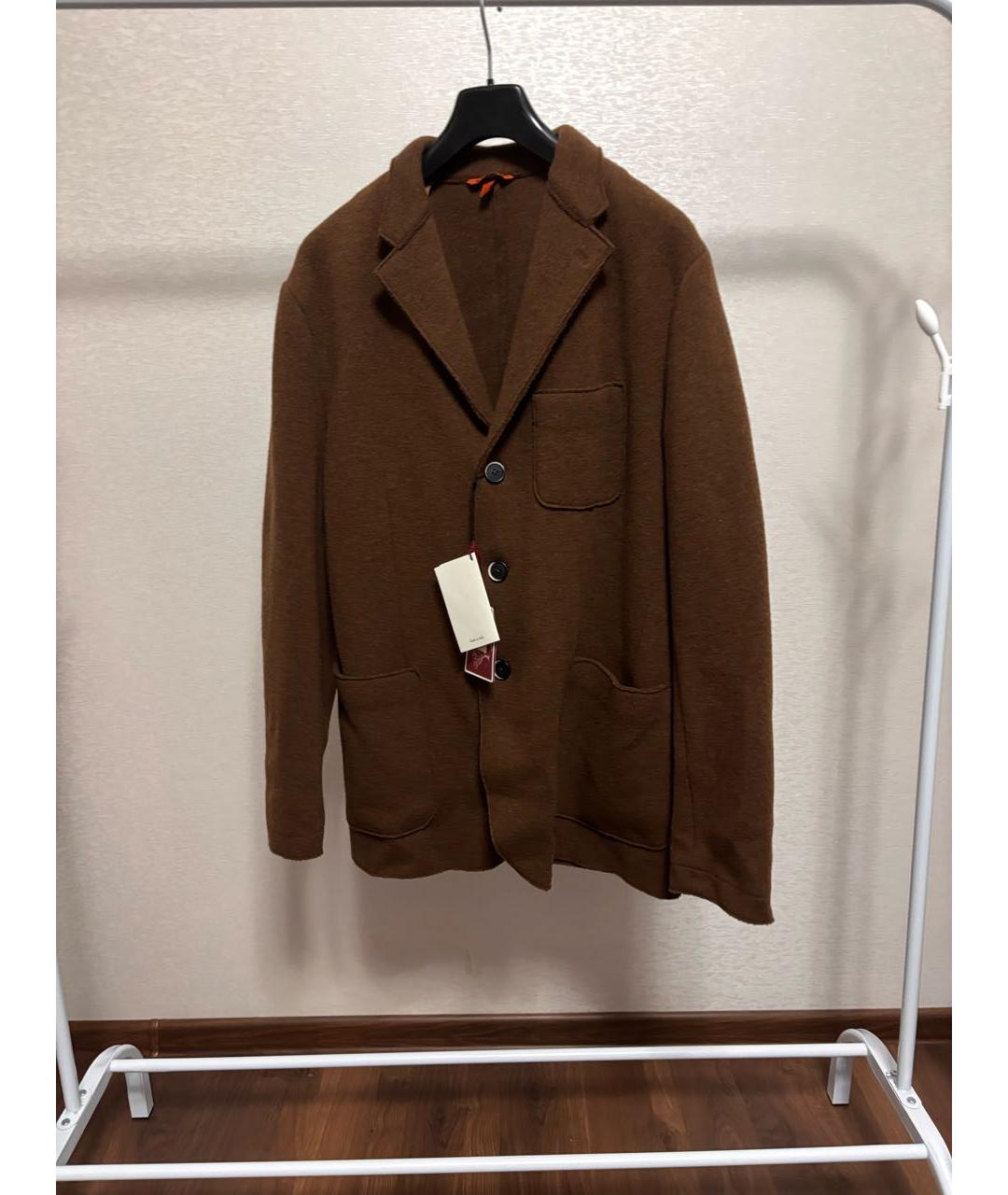 BARENA Коричневый шерстяной пиджак, фото 6