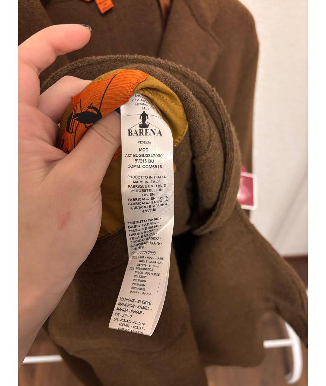 BARENA Коричневый шерстяной пиджак, фото 5