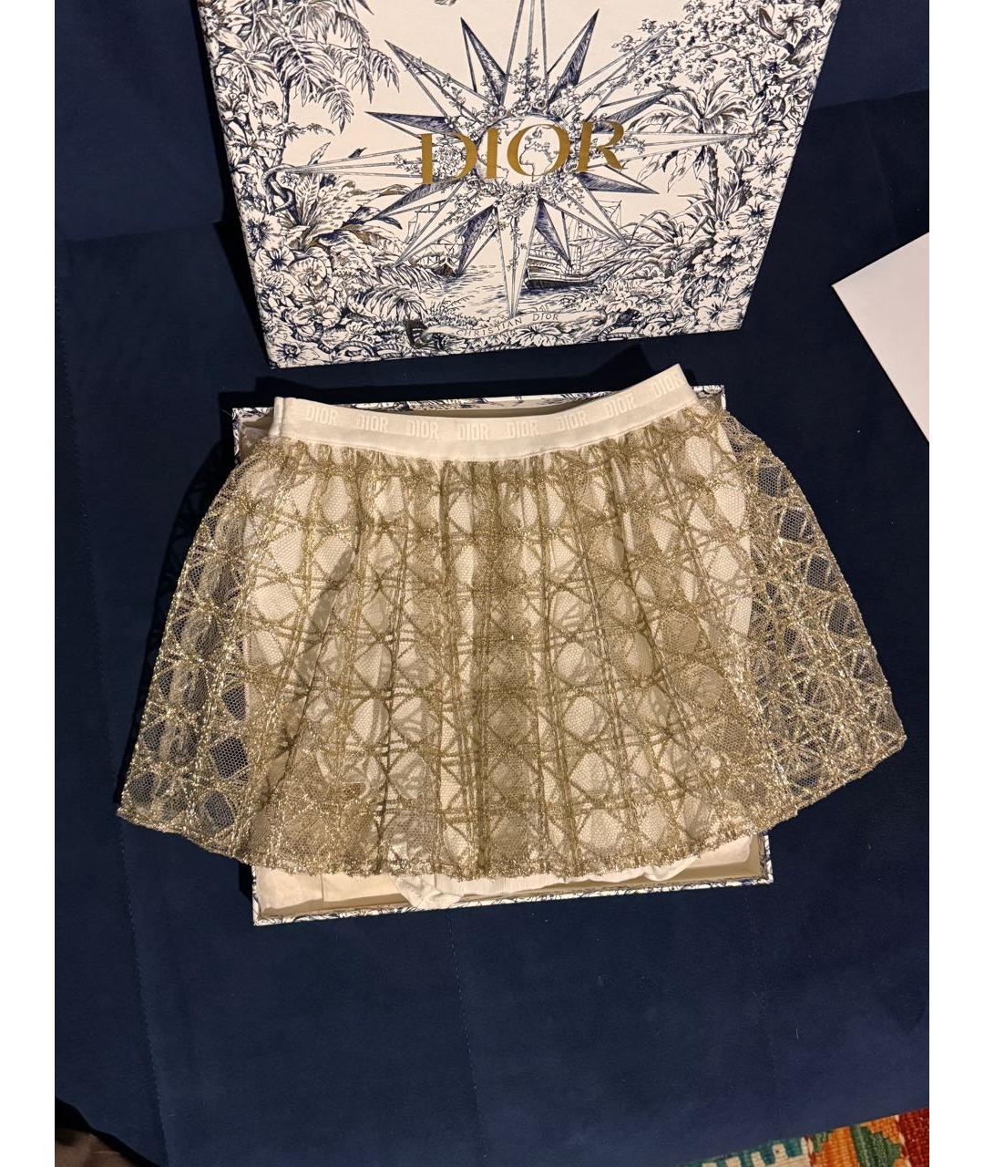 CHRISTIAN DIOR Золотая полиэстеровая юбка, фото 2
