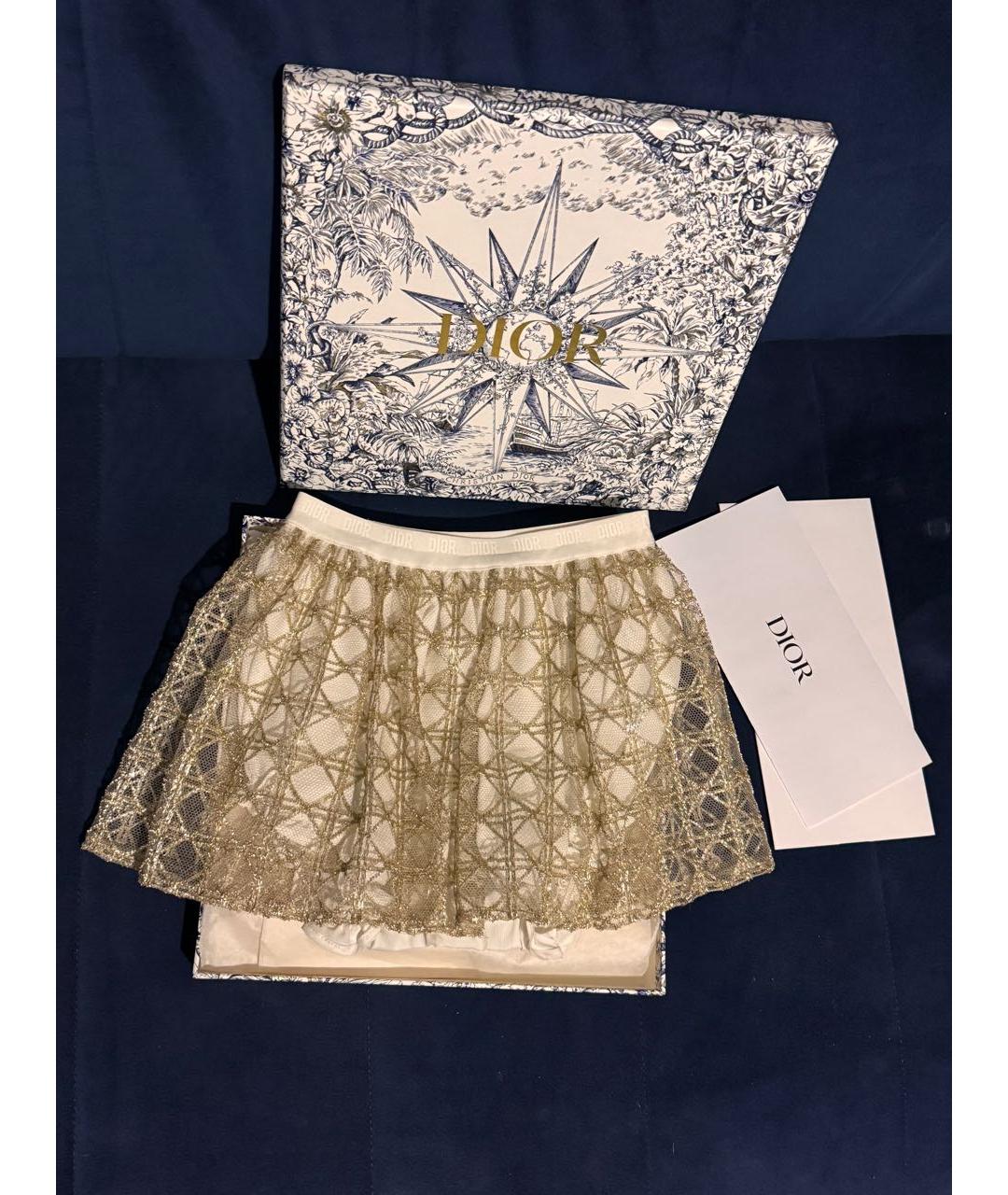 CHRISTIAN DIOR Золотая полиэстеровая юбка, фото 8