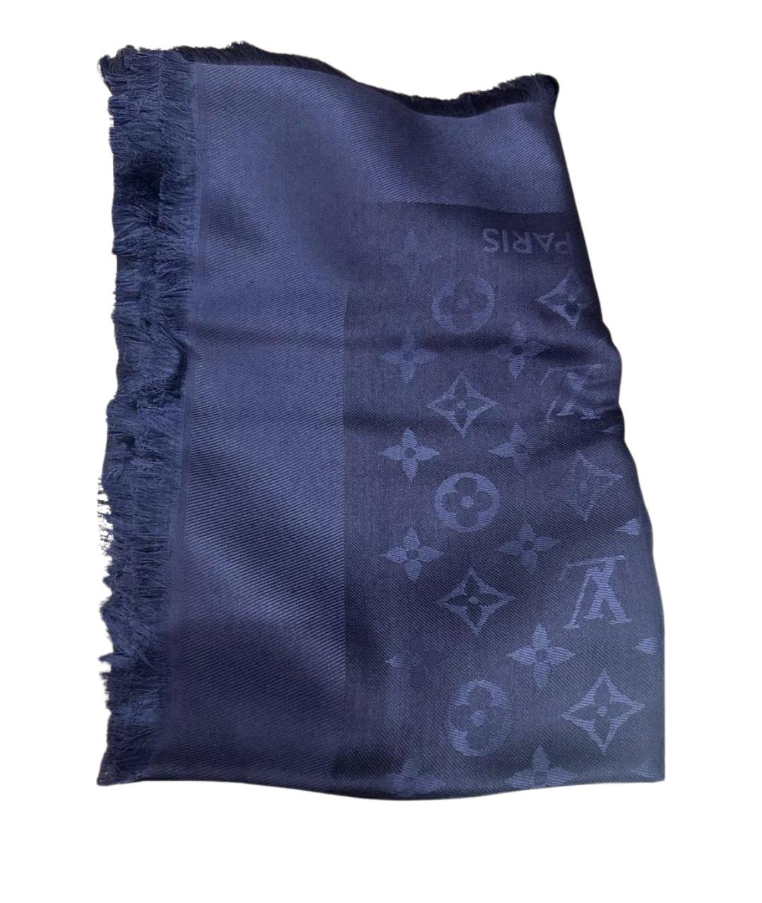LOUIS VUITTON Темно-синий шерстяной платок, фото 1