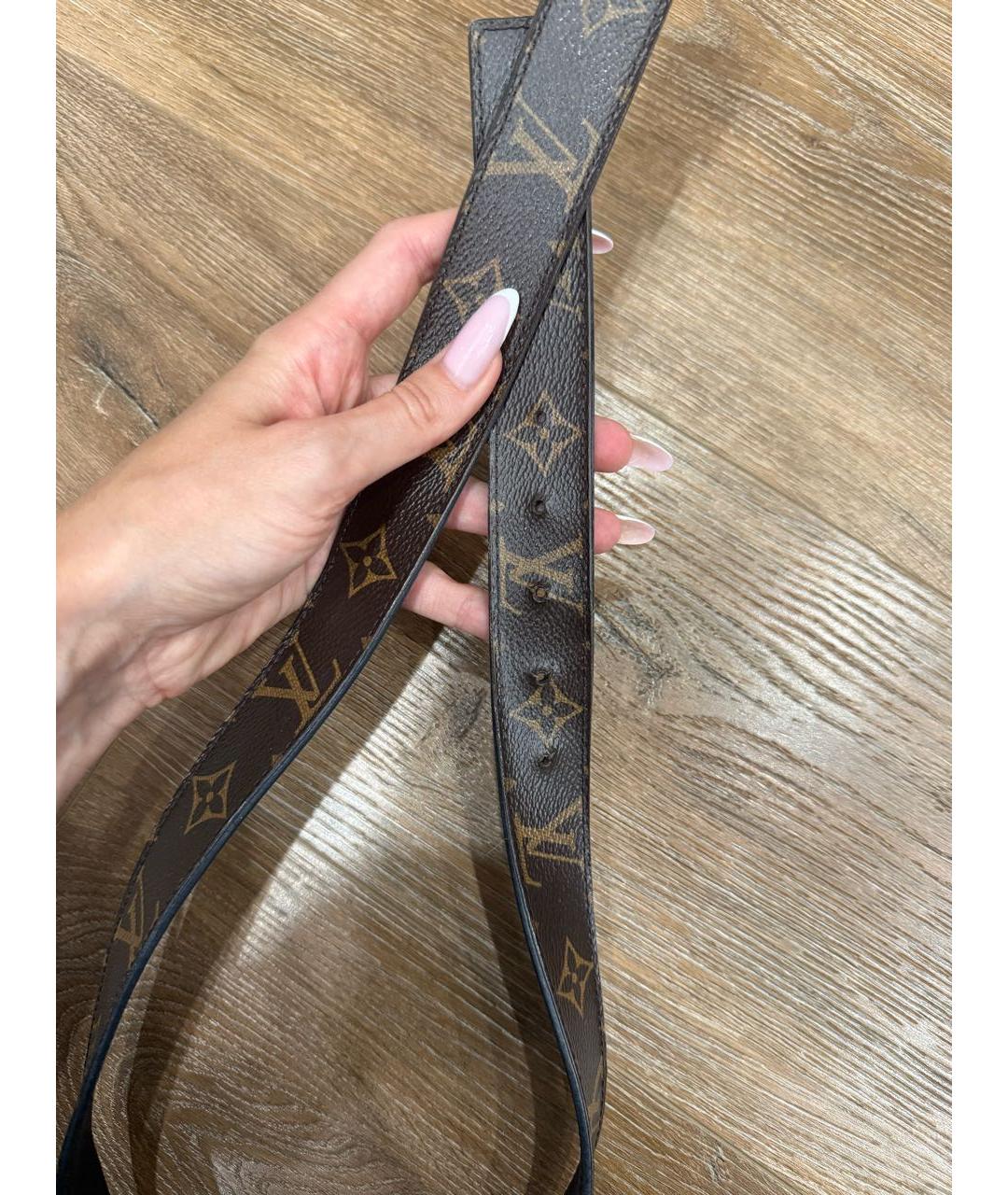 LOUIS VUITTON Коричневый кожаный ремень, фото 5