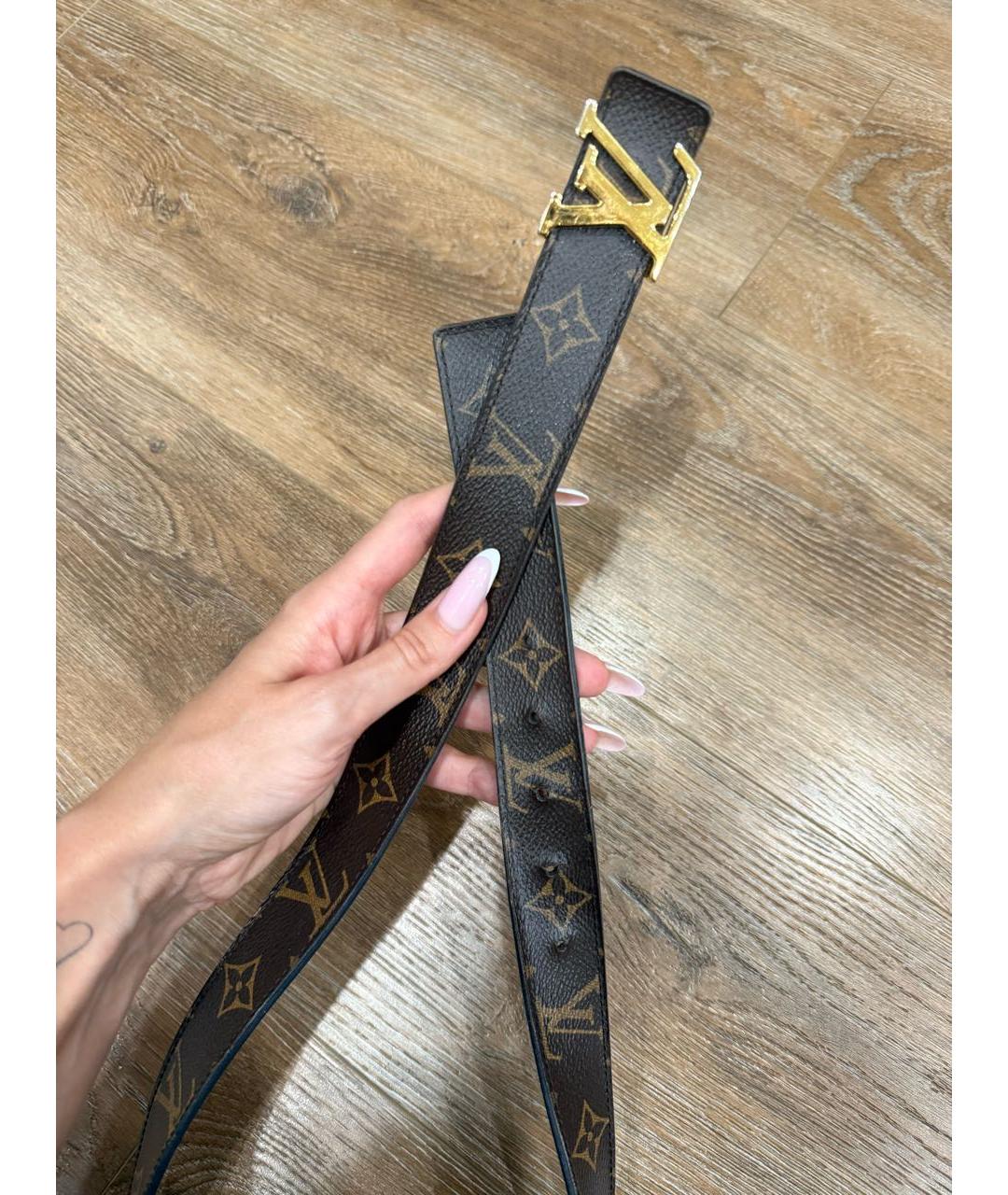 LOUIS VUITTON Коричневый кожаный ремень, фото 3