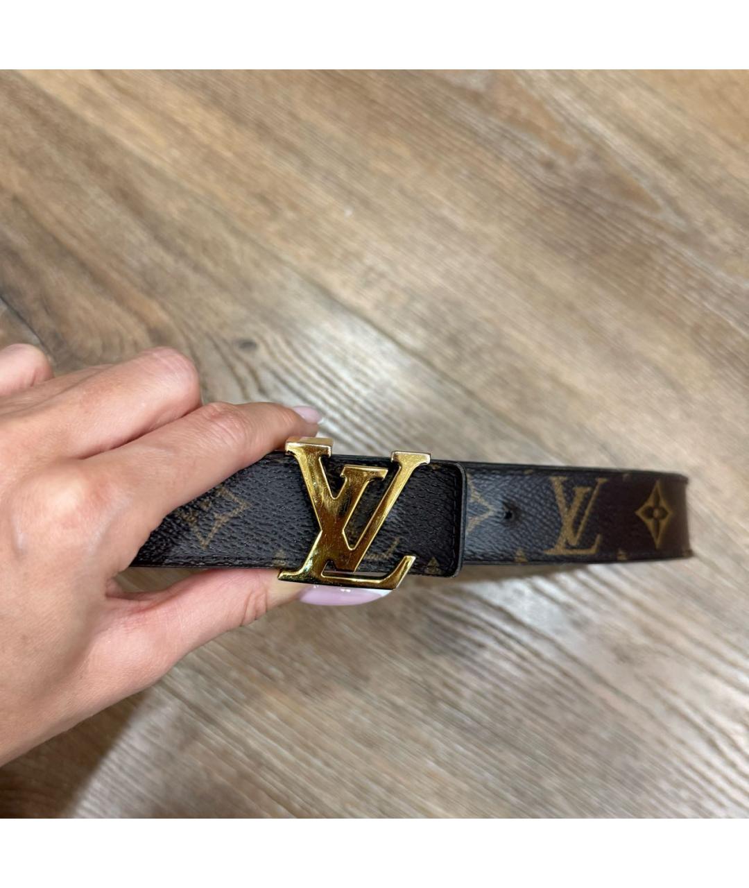 LOUIS VUITTON Коричневый кожаный ремень, фото 4