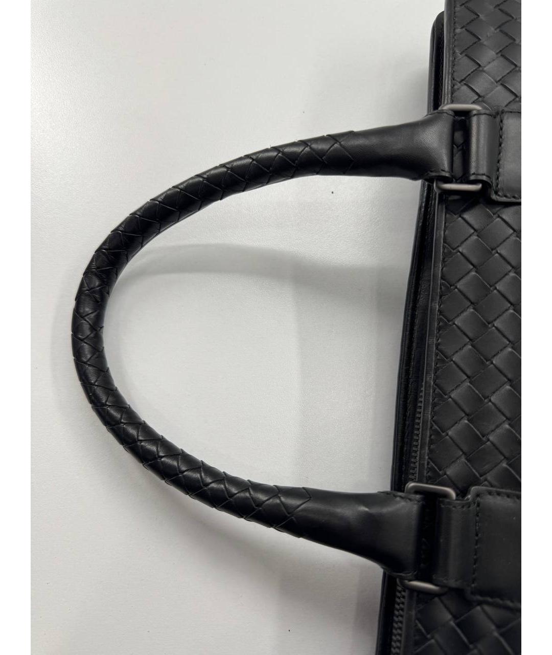 BOTTEGA VENETA Черный кожаный портфель, фото 9
