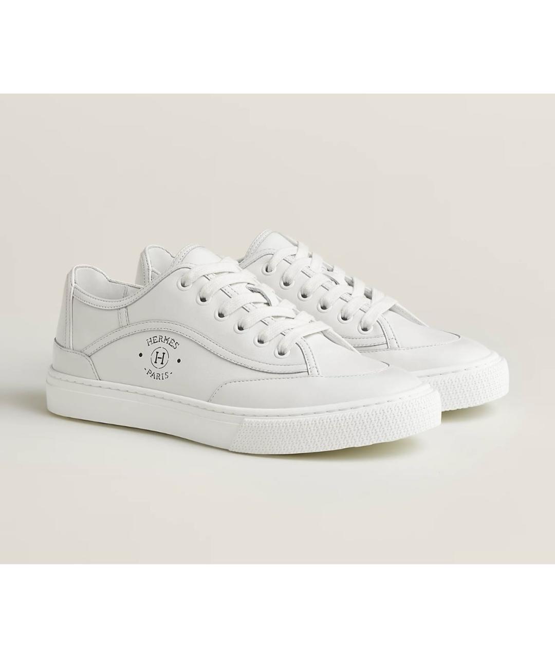 HERMES Белые кожаные кеды, фото 9