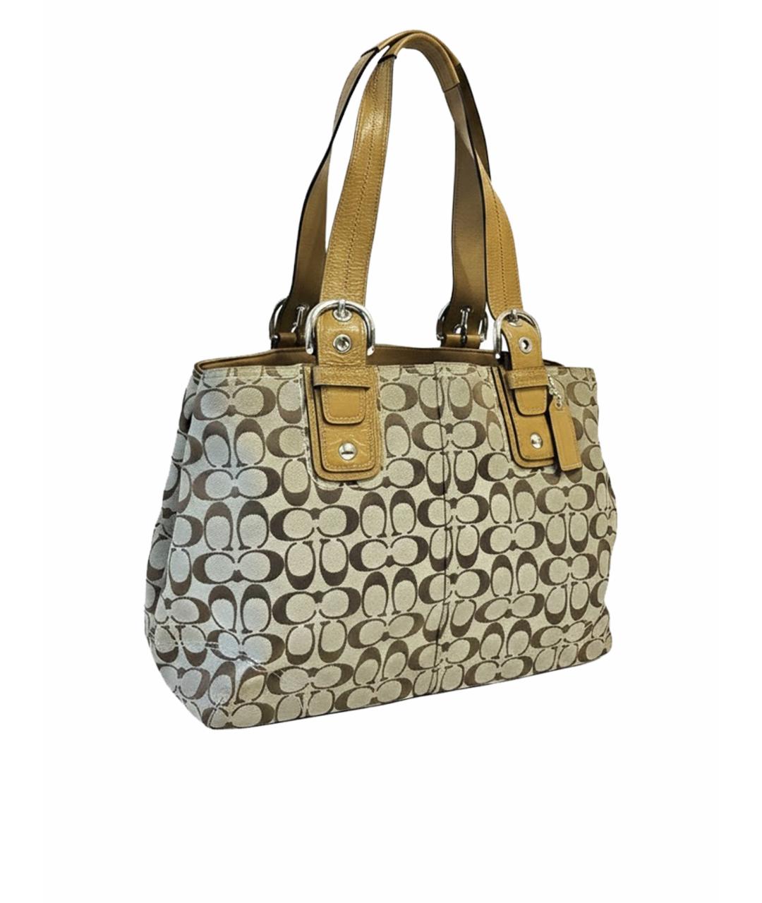 COACH Коричневая тканевая сумка через плечо, фото 1