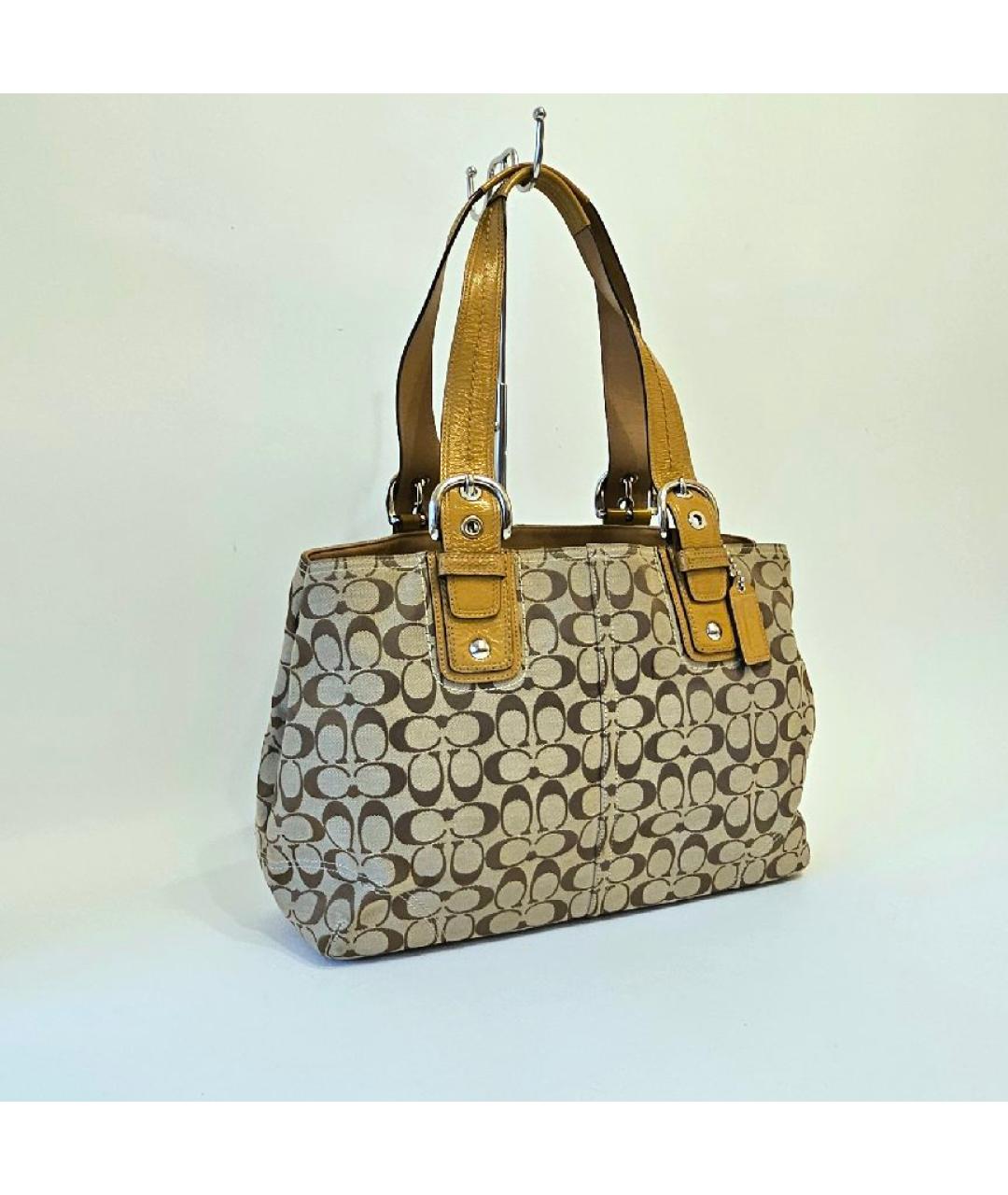 COACH Коричневая тканевая сумка через плечо, фото 4