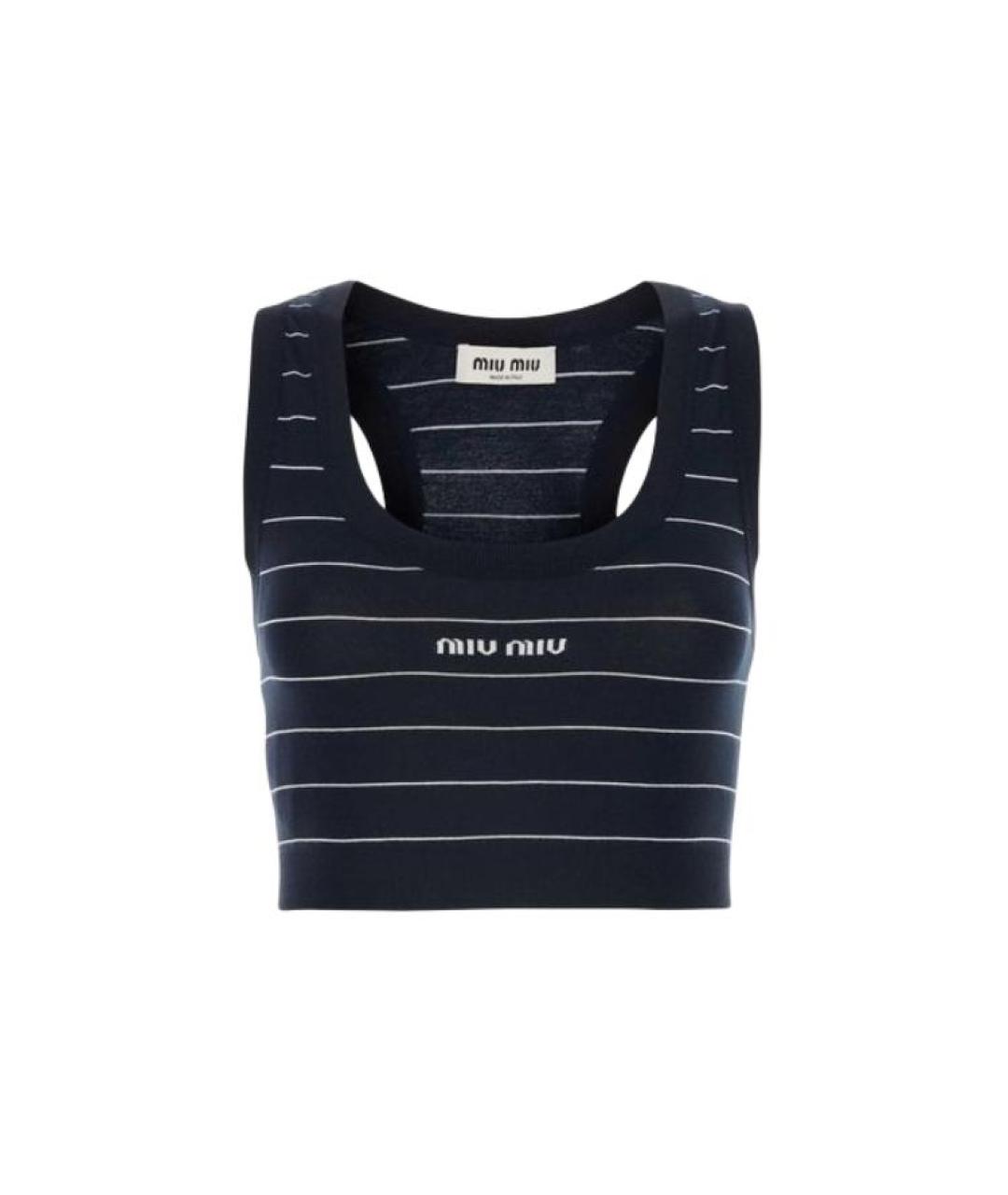 MIU MIU Синяя хлопковая майка, фото 1