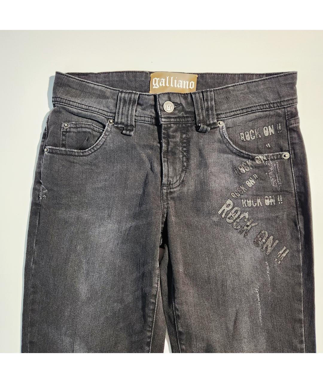 JOHN GALLIANO Серые хлопко-эластановые прямые джинсы, фото 4