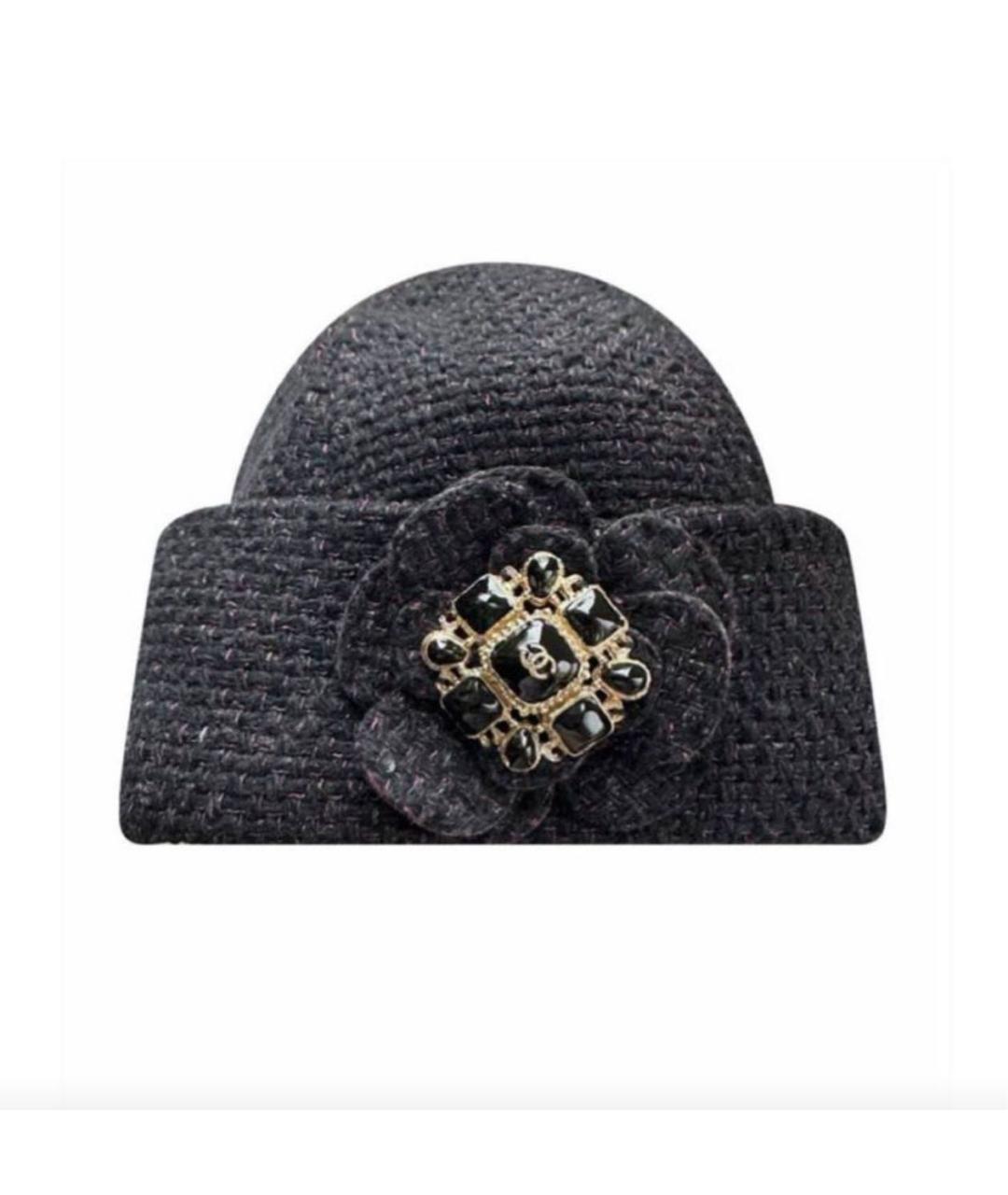 CHANEL Черная шерстяная шапка, фото 4