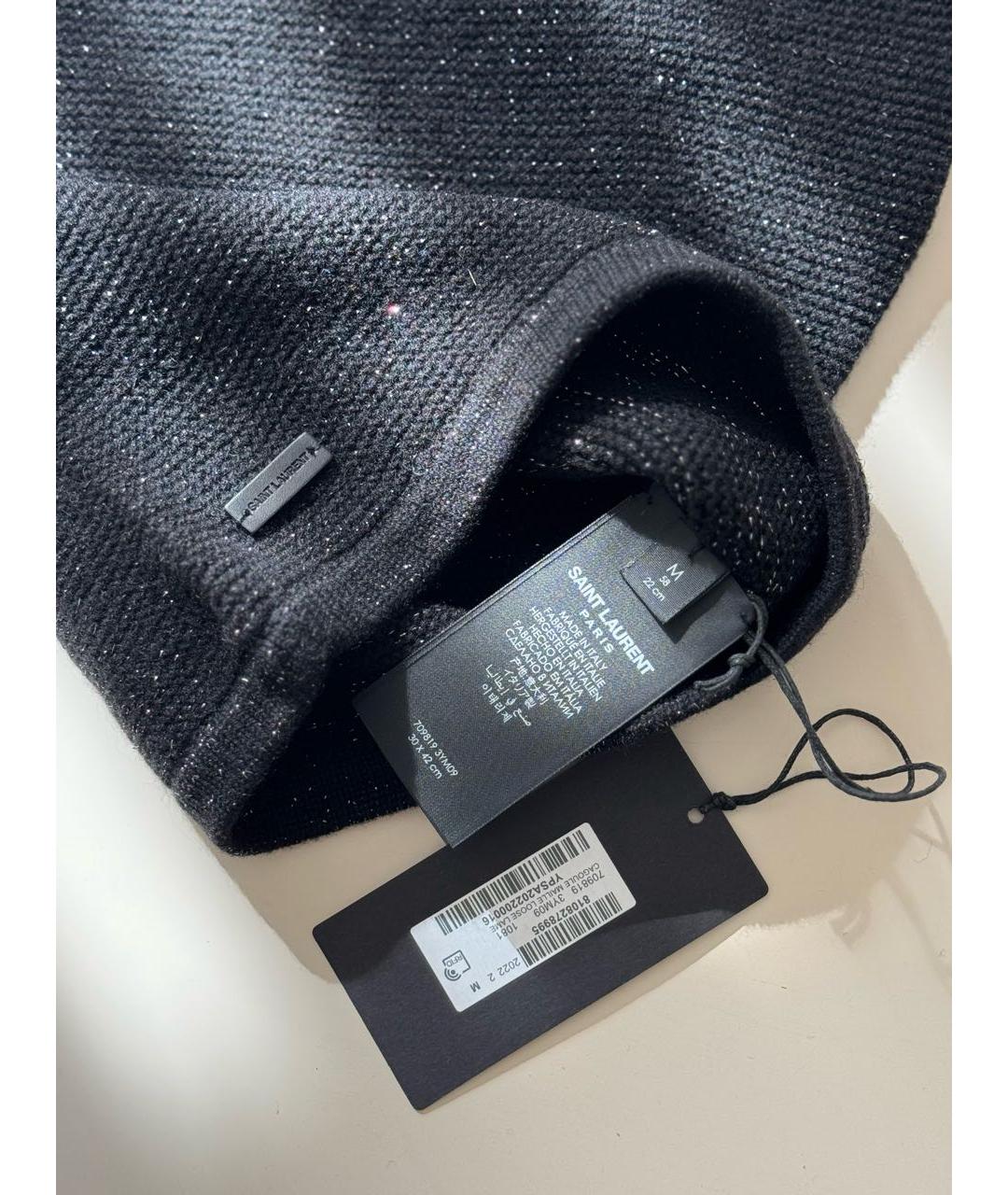 SAINT LAURENT Черная кашемировая шапка, фото 3