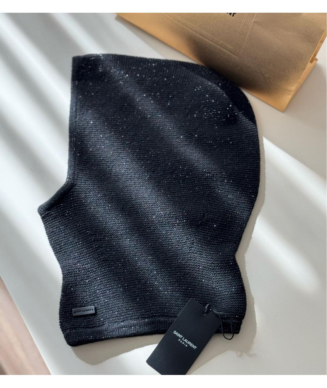 SAINT LAURENT Черная кашемировая шапка, фото 2