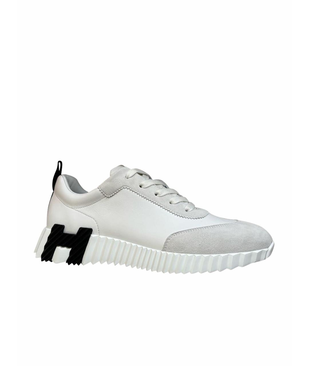HERMES Белые кожаные кроссовки, фото 1