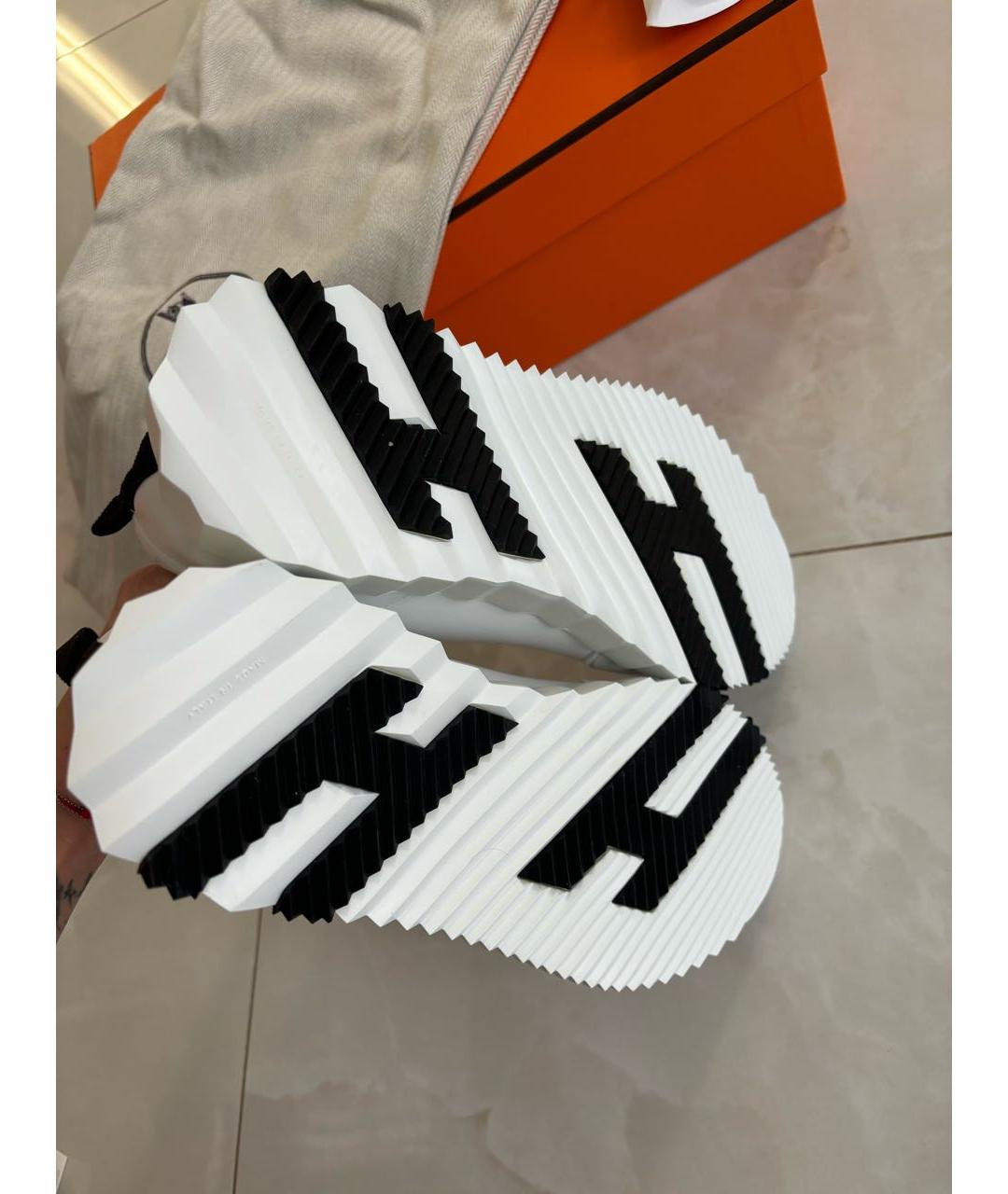 HERMES Белые кожаные кроссовки, фото 3