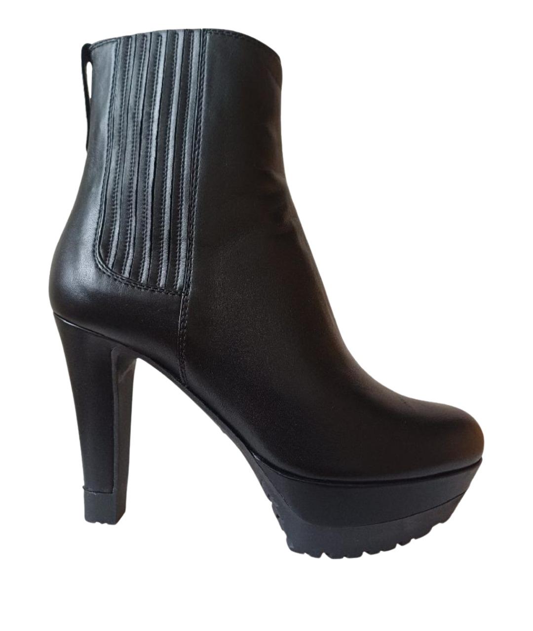 SERGIO ROSSI Черные кожаные ботильоны, фото 1