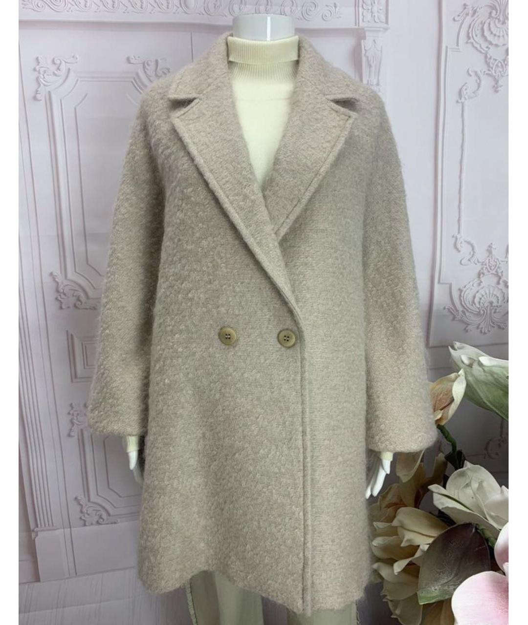 MAX MARA STUDIO Бежевое шерстяное пальто, фото 7