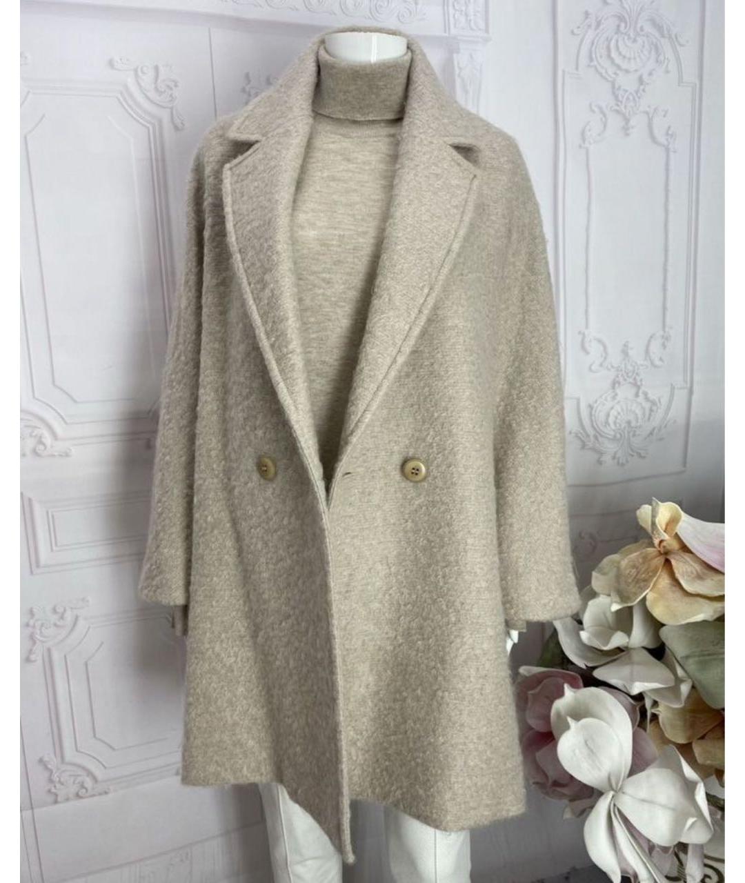 MAX MARA STUDIO Бежевое шерстяное пальто, фото 6