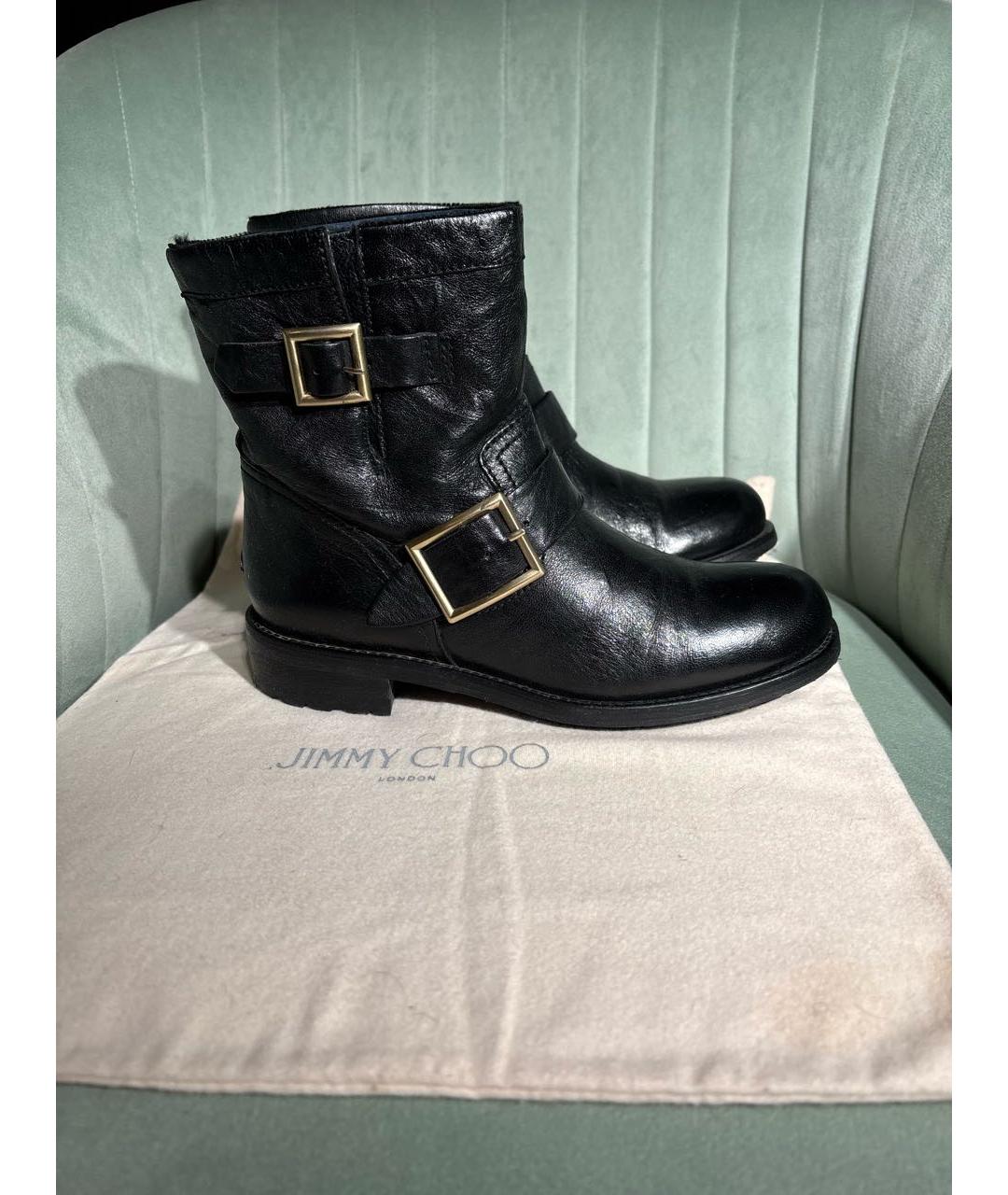 JIMMY CHOO Черные кожаные полусапоги, фото 5