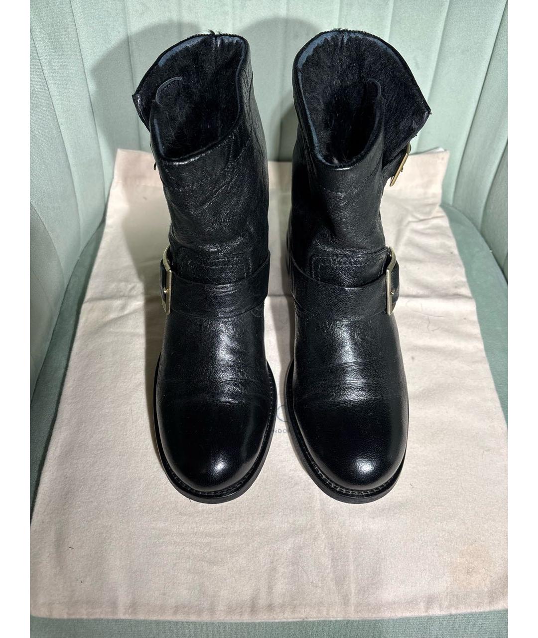 JIMMY CHOO Черные кожаные полусапоги, фото 3