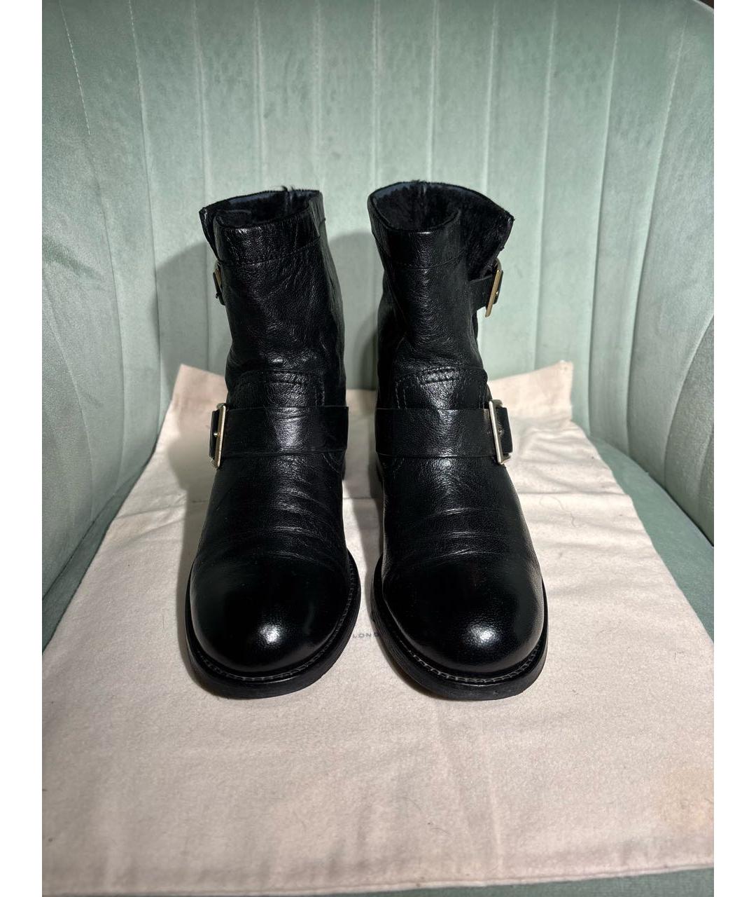 JIMMY CHOO Черные кожаные полусапоги, фото 2