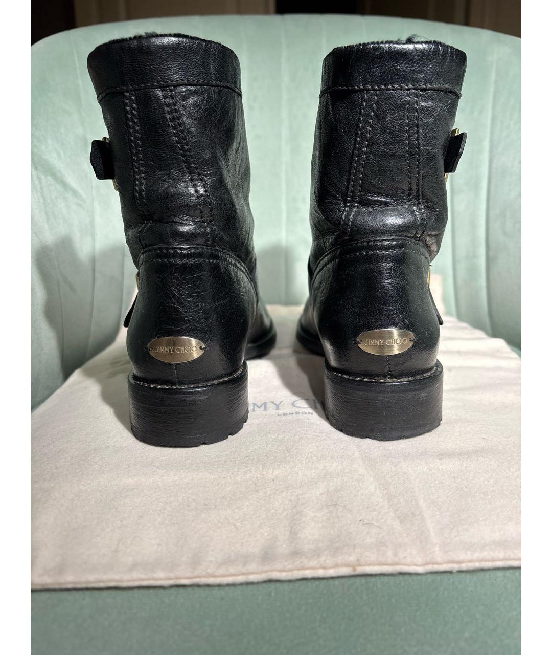 JIMMY CHOO Черные кожаные полусапоги, фото 4