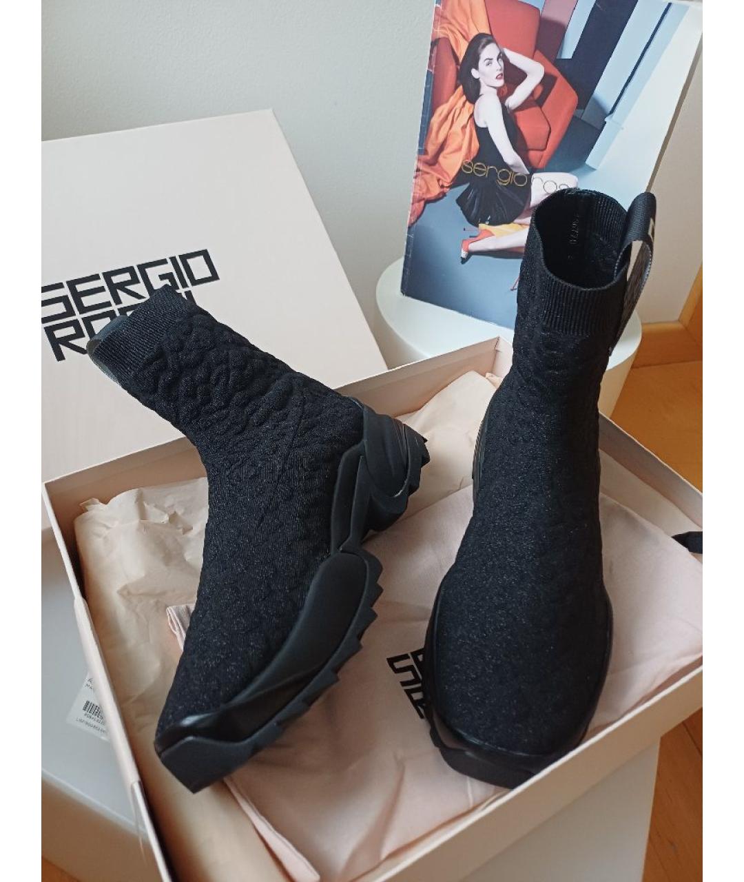 SERGIO ROSSI Черные текстильные кроссовки, фото 6