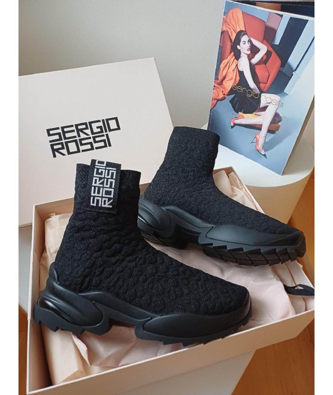 SERGIO ROSSI Черные текстильные кроссовки, фото 2