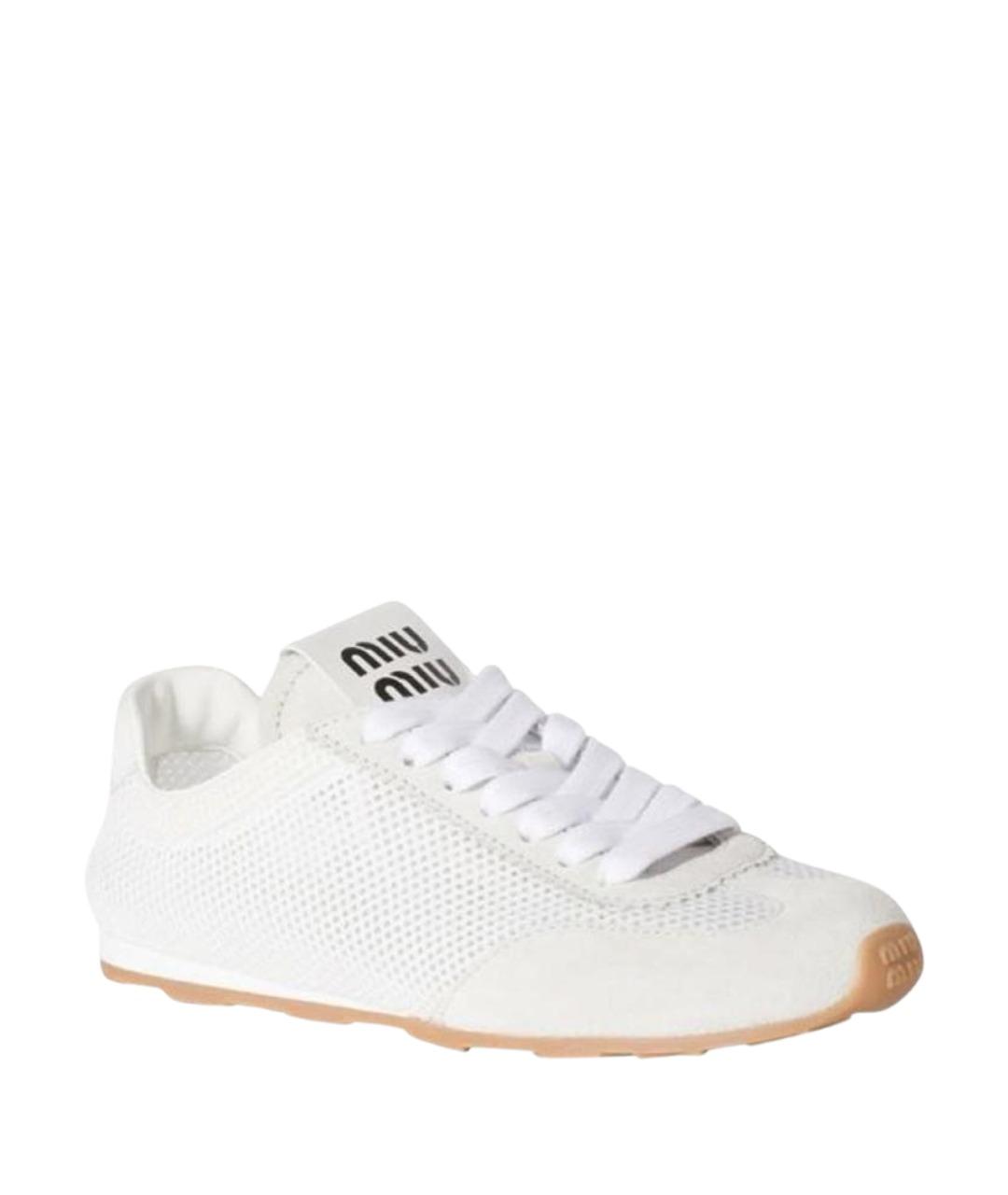 MIU MIU Белые кожаные кеды, фото 1