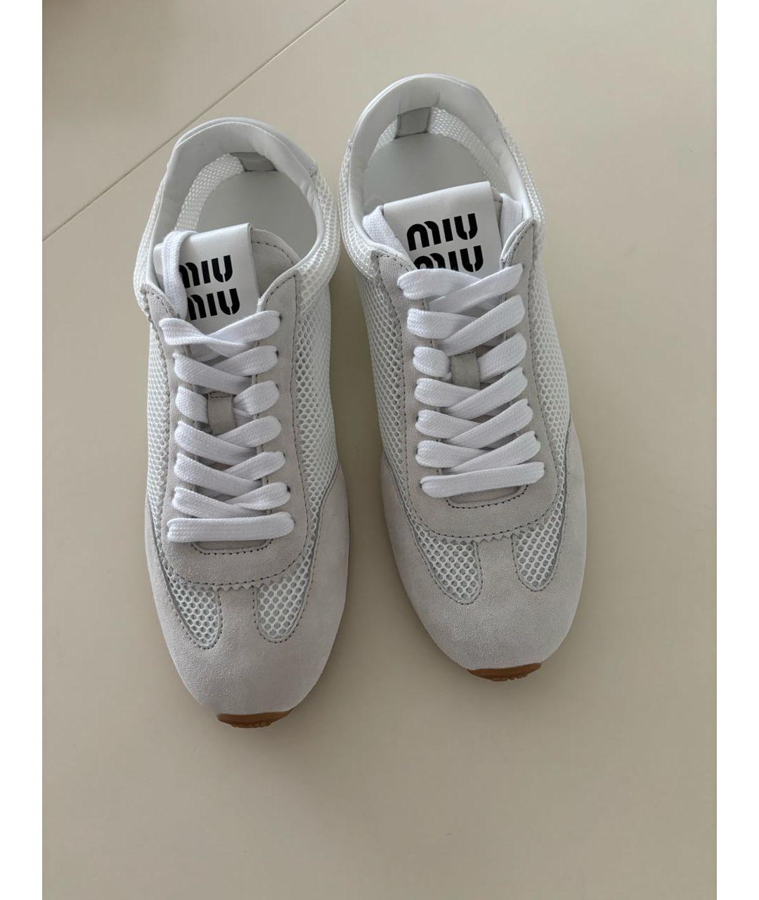 MIU MIU Белые кожаные кеды, фото 2