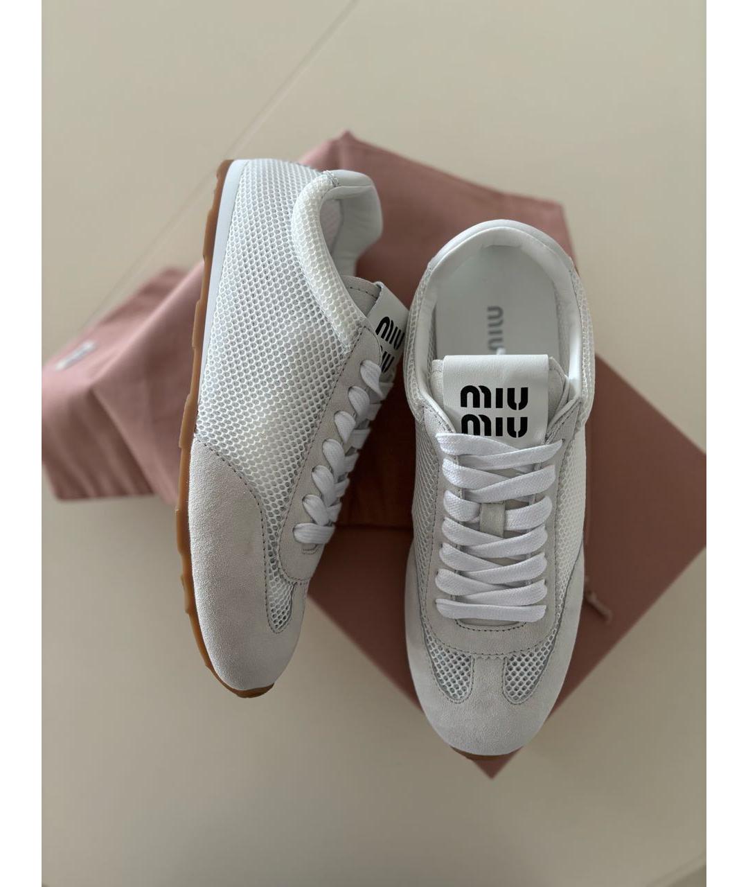 MIU MIU Белые кожаные кеды, фото 8