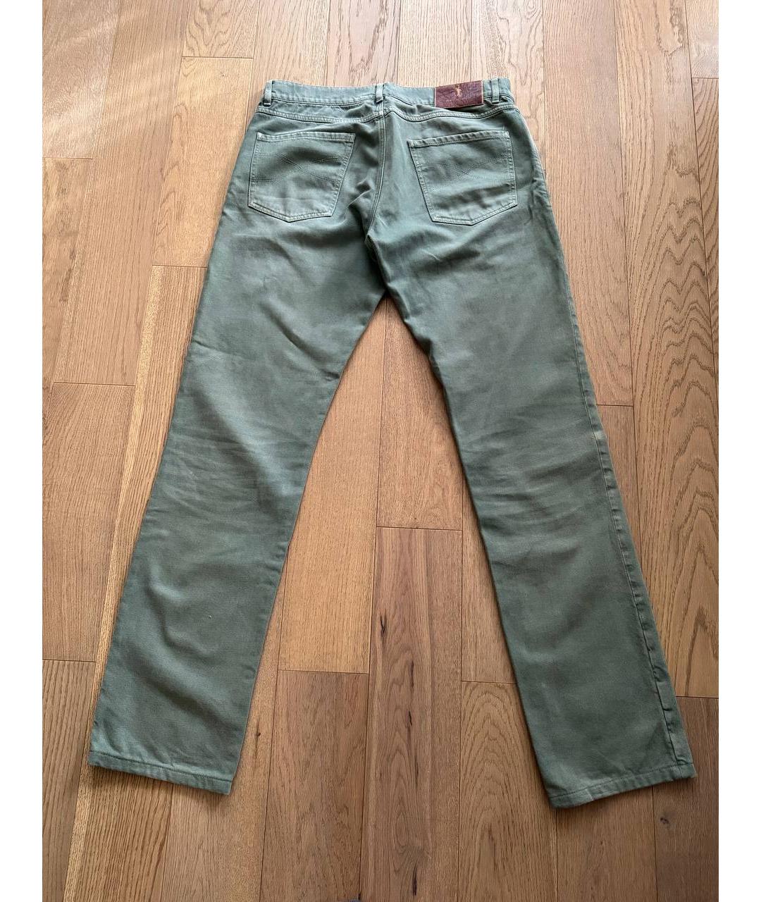 BRUNELLO CUCINELLI Хаки хлопковые прямые джинсы, фото 2