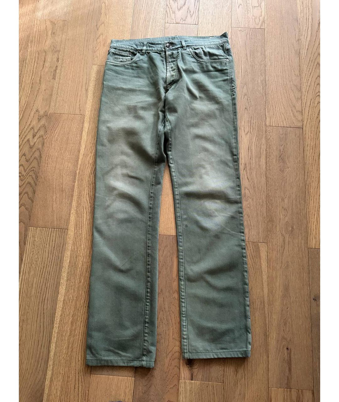 BRUNELLO CUCINELLI Хаки хлопковые прямые джинсы, фото 4