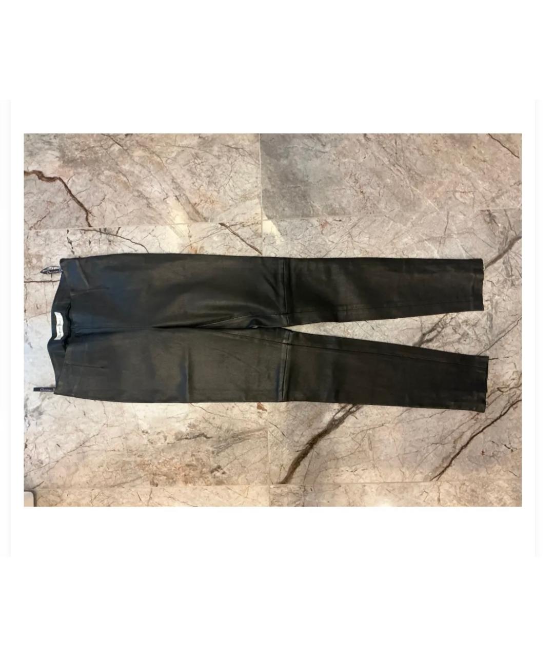 CHRISTIAN DIOR Черные кожаные брюки узкие, фото 3