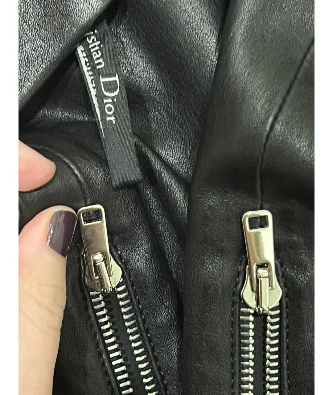 CHRISTIAN DIOR Черные кожаные брюки узкие, фото 4