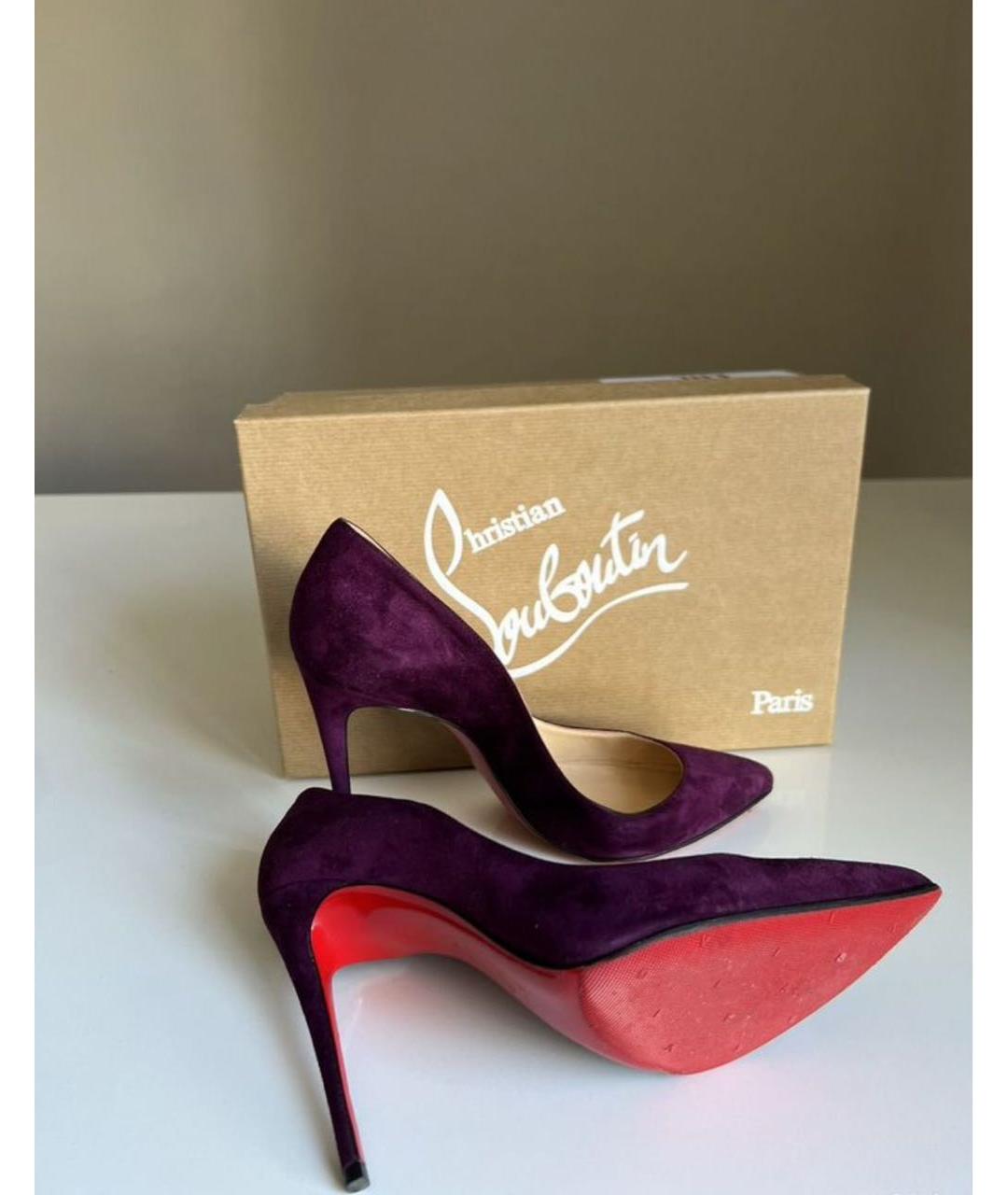 CHRISTIAN LOUBOUTIN Бордовые замшевые туфли, фото 6