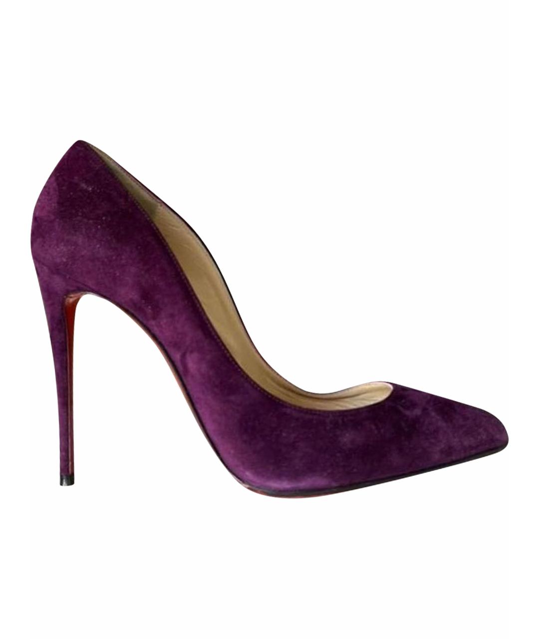 CHRISTIAN LOUBOUTIN Бордовые замшевые туфли, фото 1