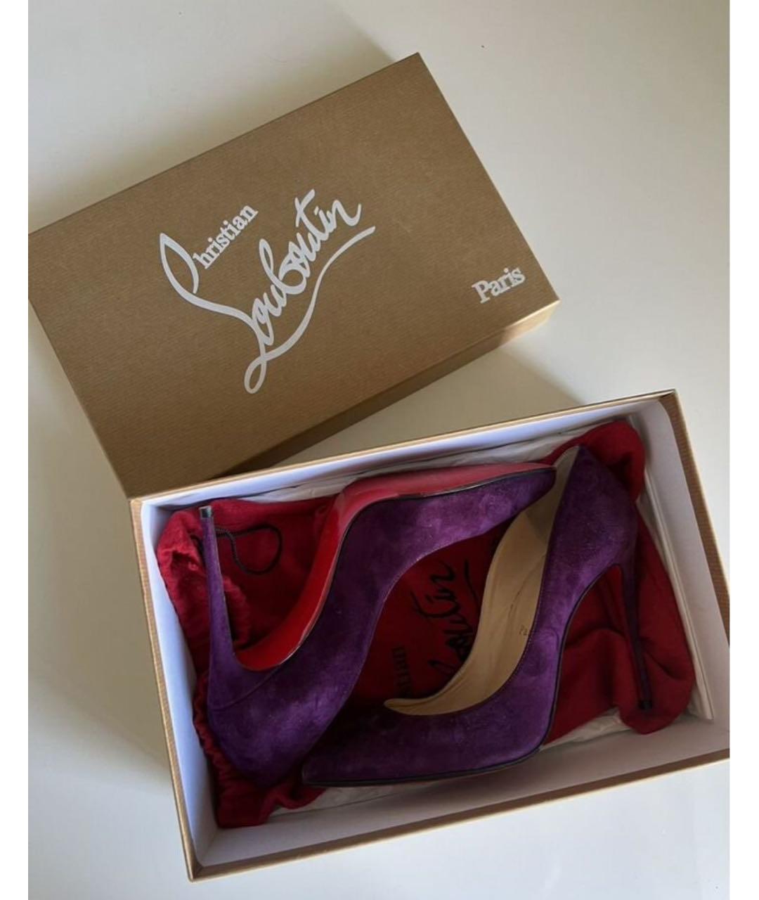 CHRISTIAN LOUBOUTIN Бордовые замшевые туфли, фото 5