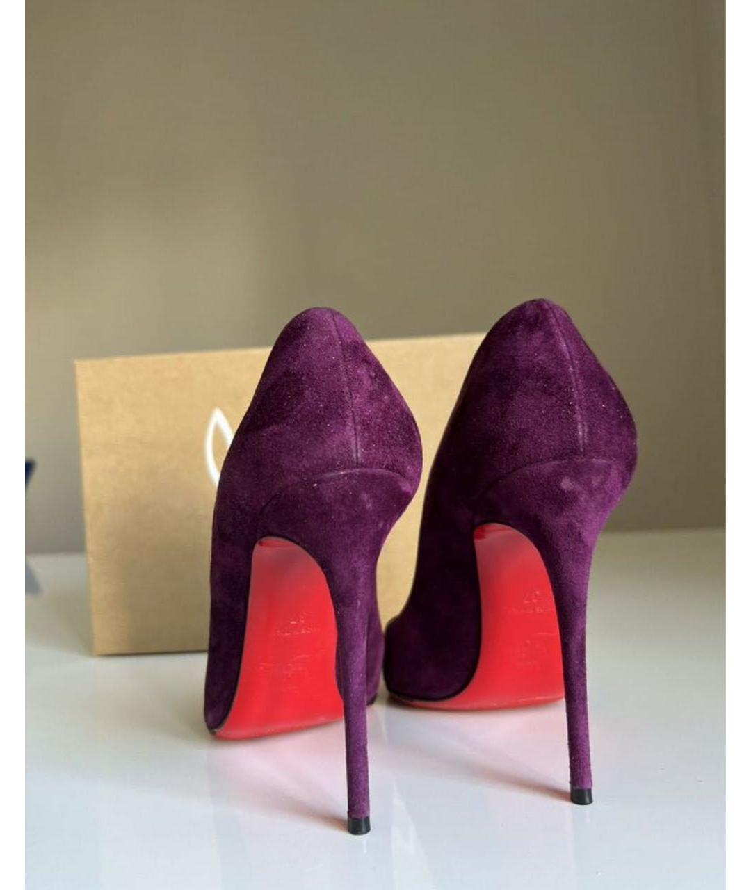 CHRISTIAN LOUBOUTIN Бордовые замшевые туфли, фото 4